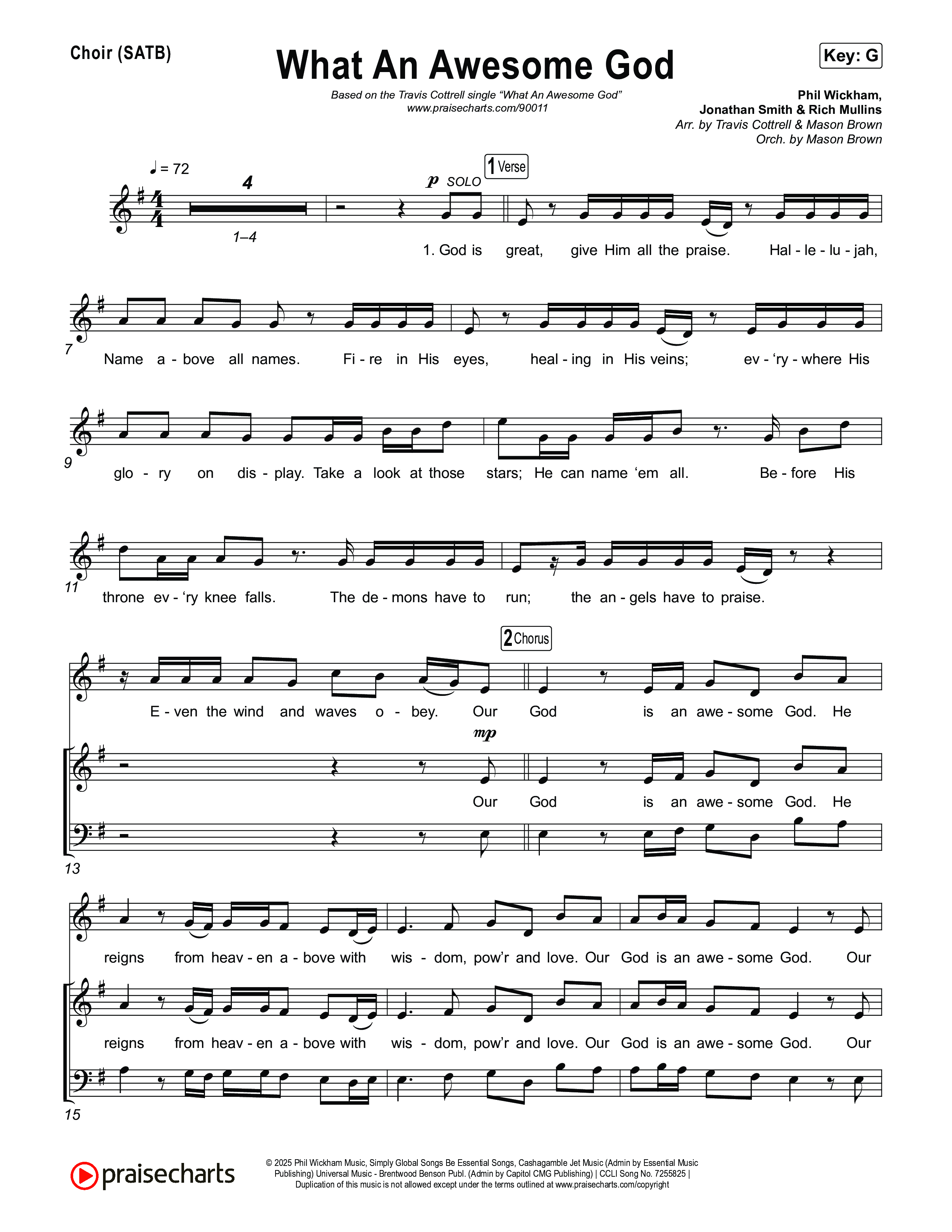 What An Awesome God (Choral/SATB) Choir Sheet (SATB) (Travis Cottrell / Arr. Mason Brown)
