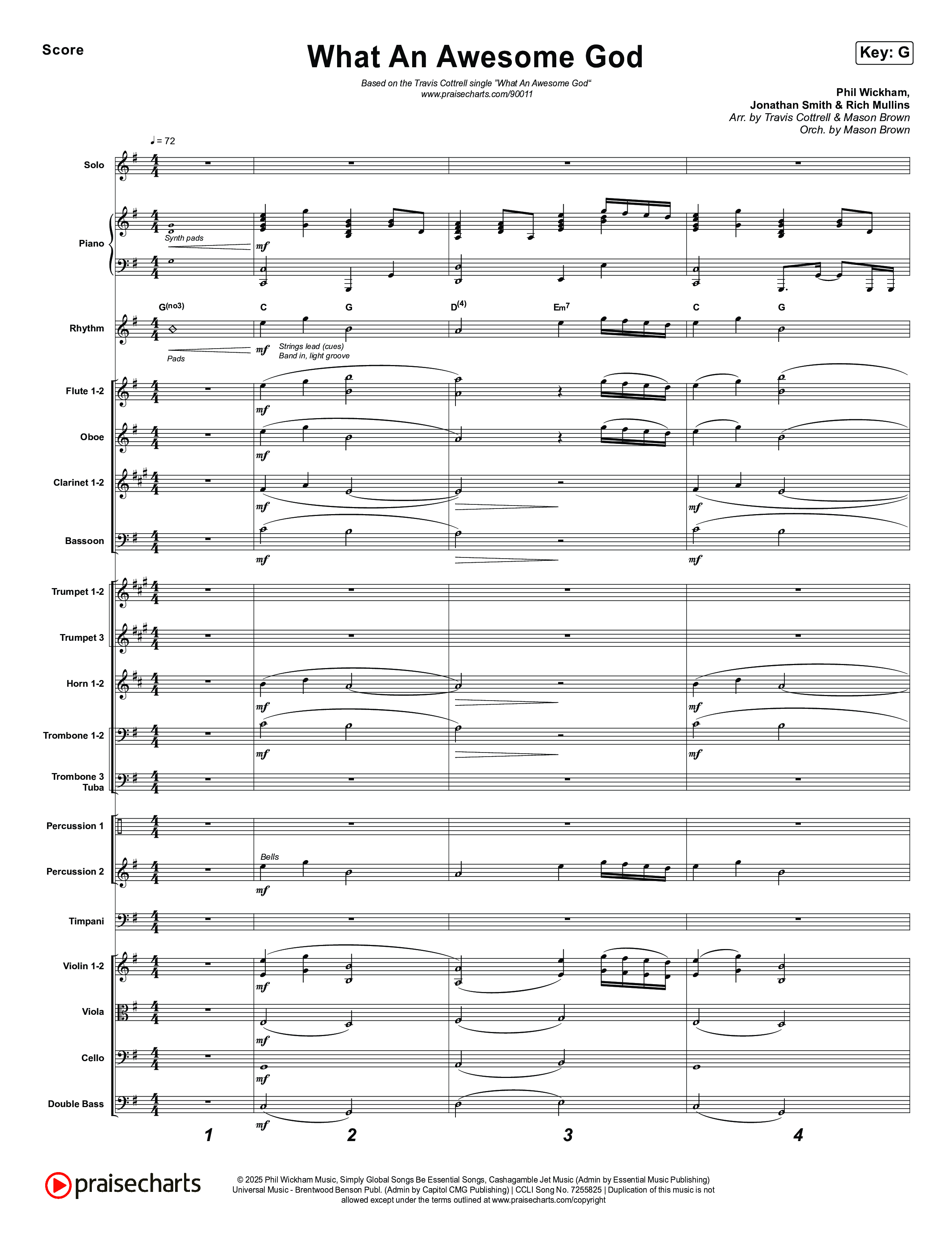 What An Awesome God (Choral/SATB) Orchestration (Travis Cottrell / Arr. Mason Brown)