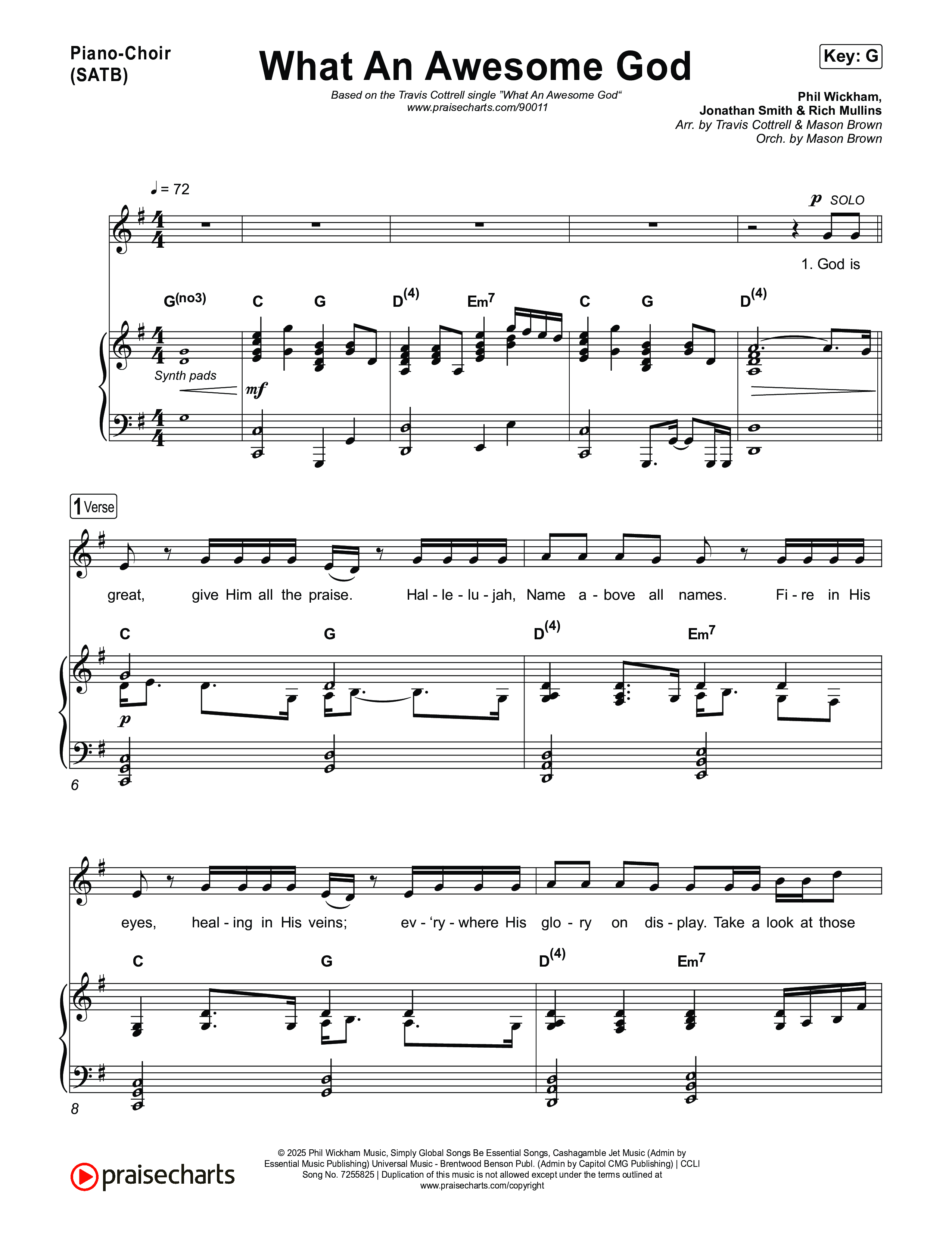 What An Awesome God (Choral/SATB) Piano/Vocal (SATB) (Travis Cottrell / Arr. Mason Brown)