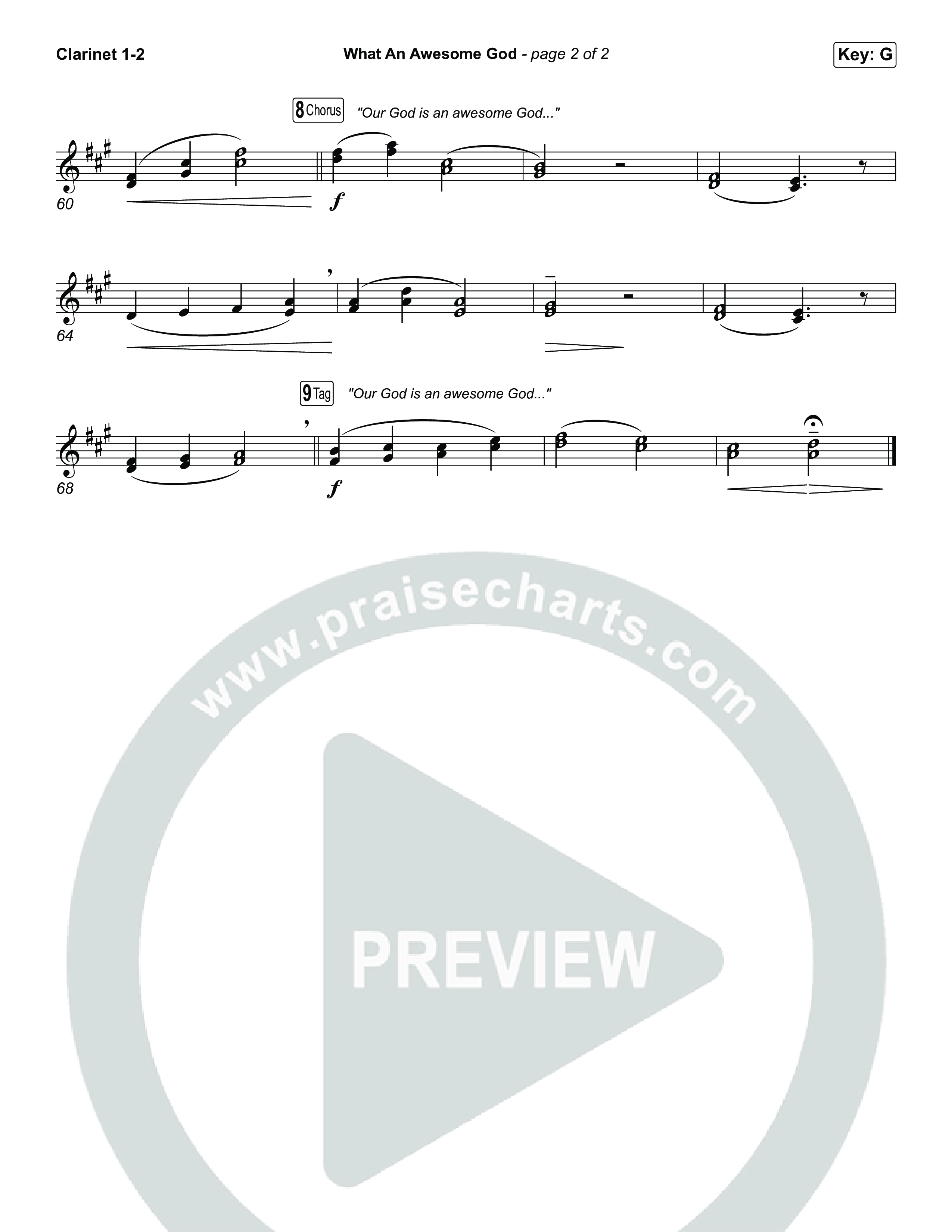 What An Awesome God (Choral/SATB) Clarinet 1,2 (Travis Cottrell / Arr. Mason Brown)