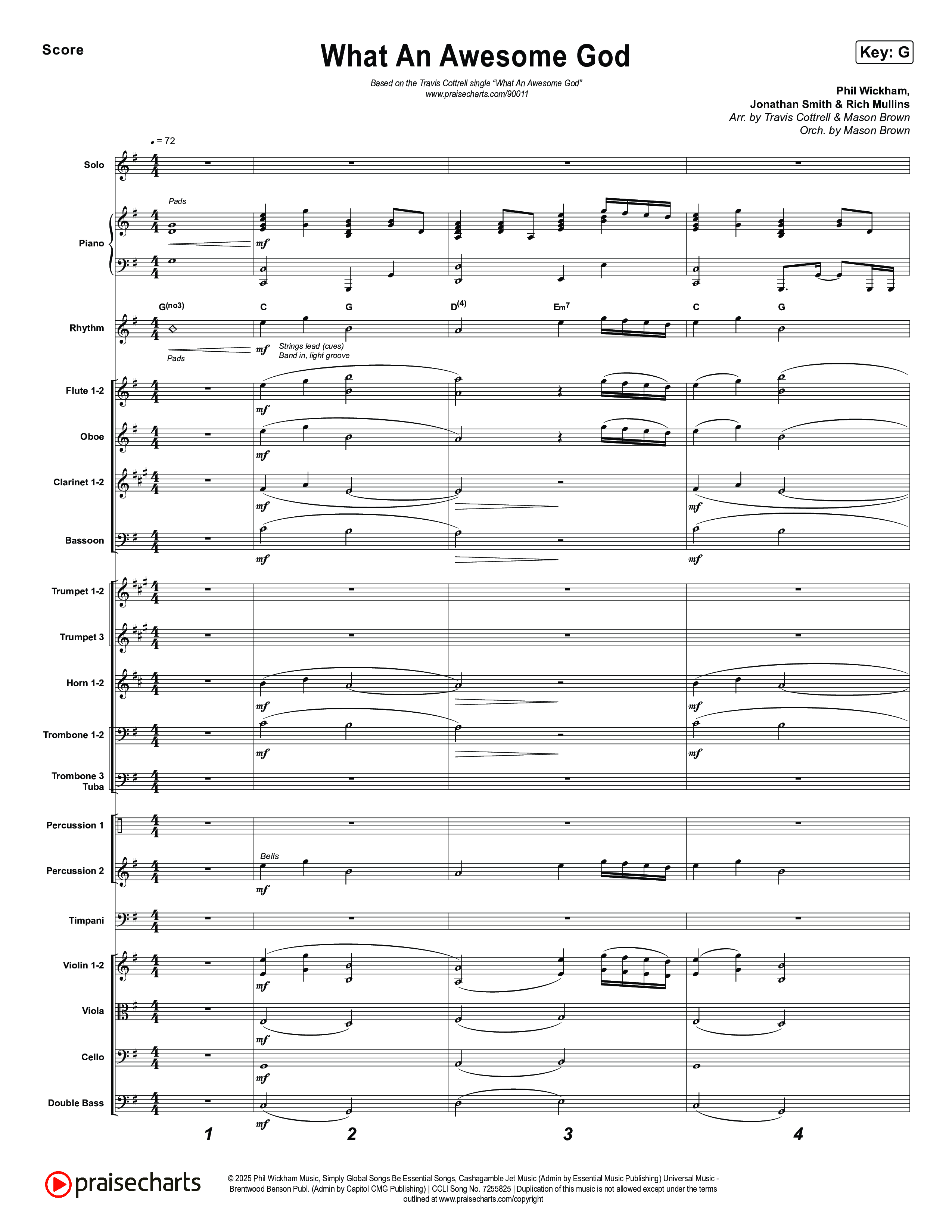 What An Awesome God (Choral/SATB) Conductor's Score (Travis Cottrell / Arr. Mason Brown)