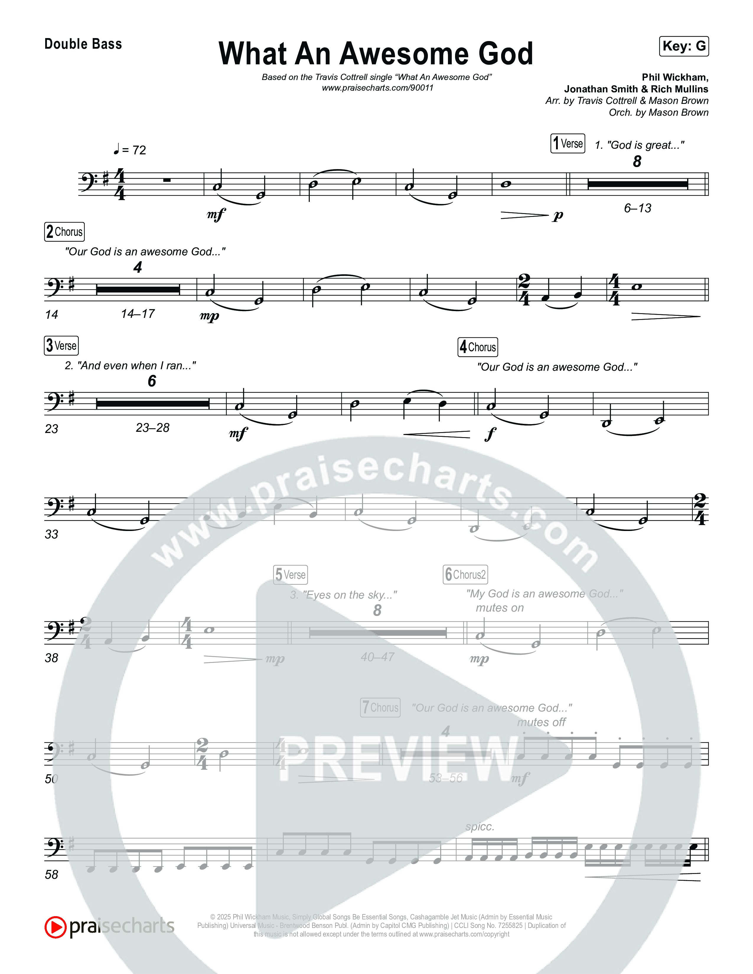 What An Awesome God (Choral/SATB) String Bass (Travis Cottrell / Arr. Mason Brown)