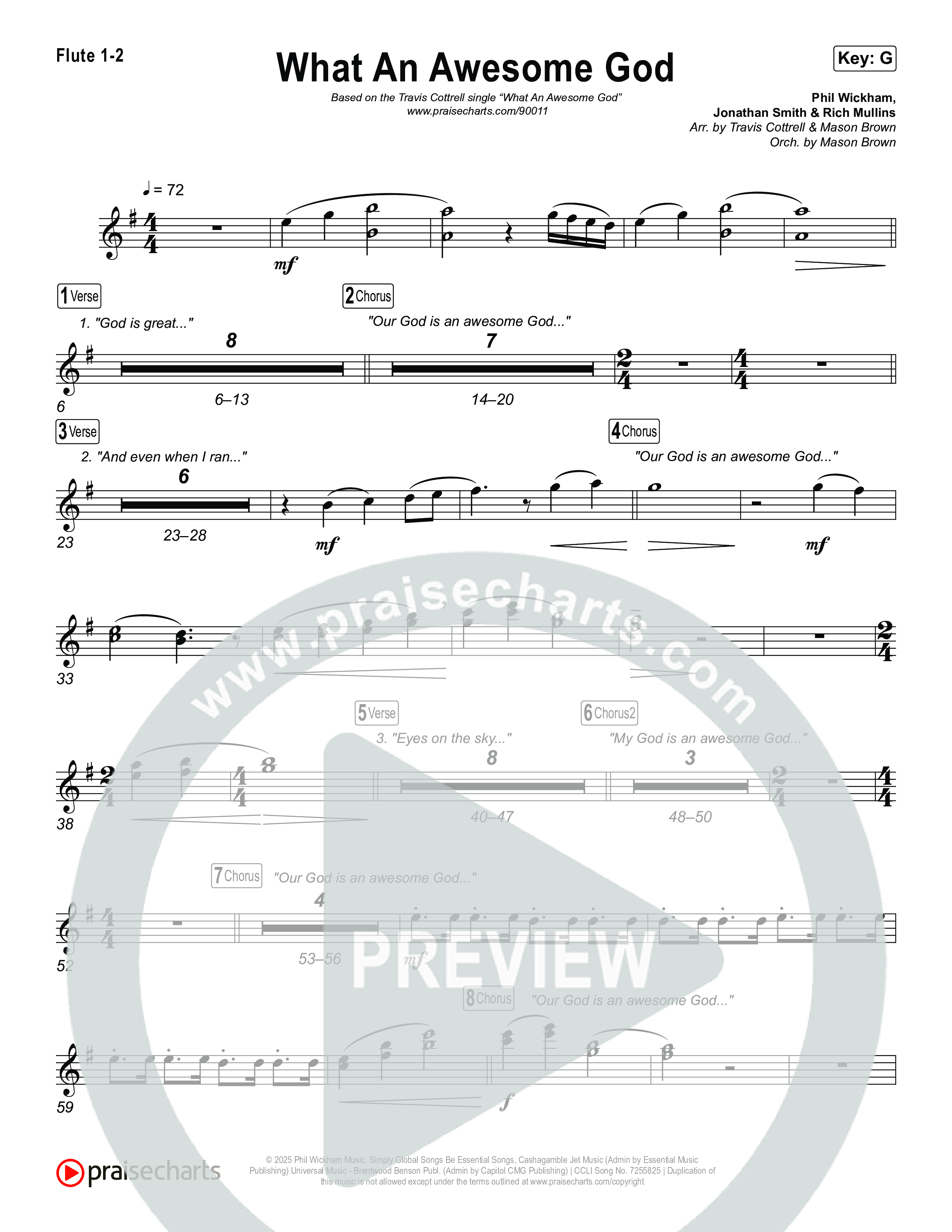 What An Awesome God (Choral/SATB) Flute 1,2 (Travis Cottrell / Arr. Mason Brown)