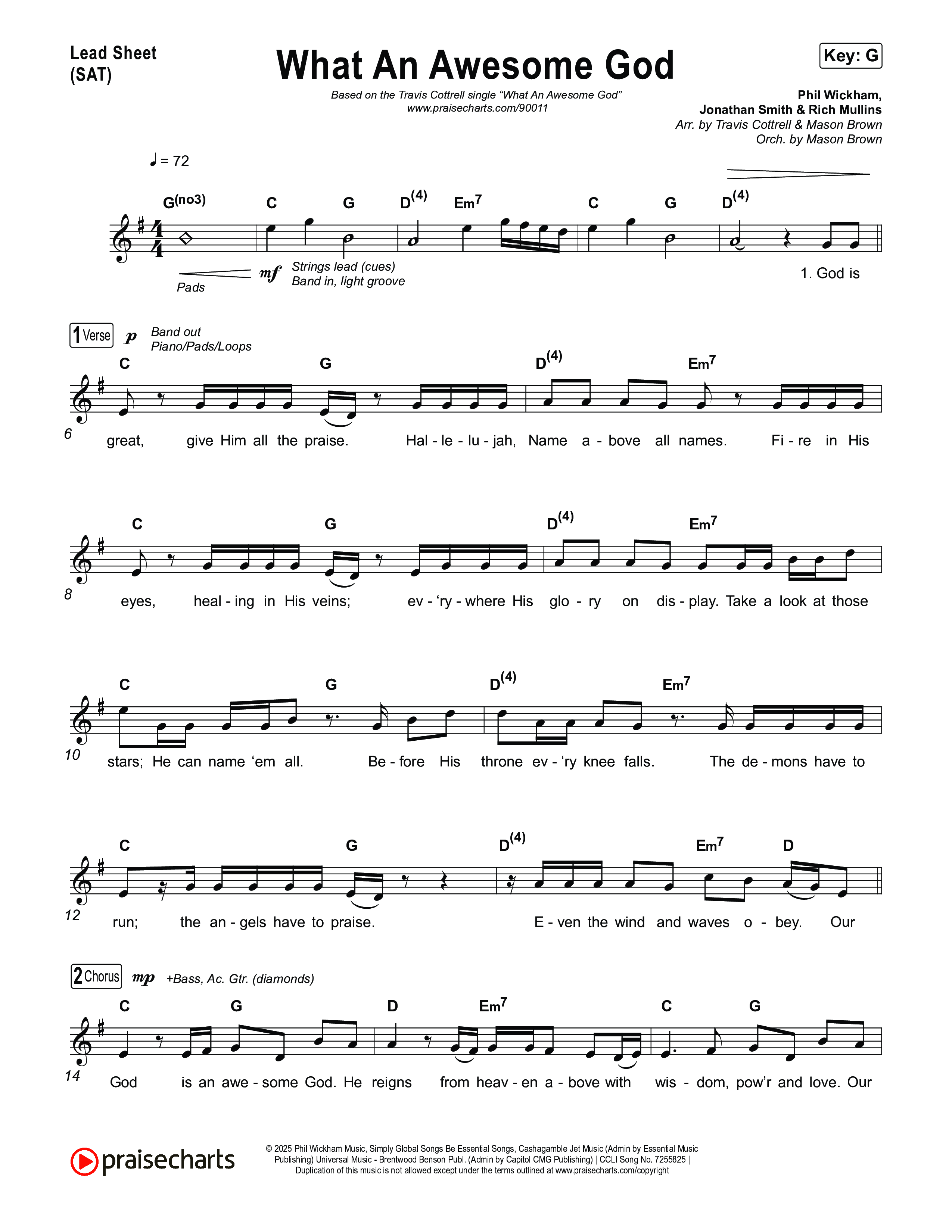 What An Awesome God (Choral/SATB) Lead Sheet (SAT) (Travis Cottrell / Arr. Mason Brown)