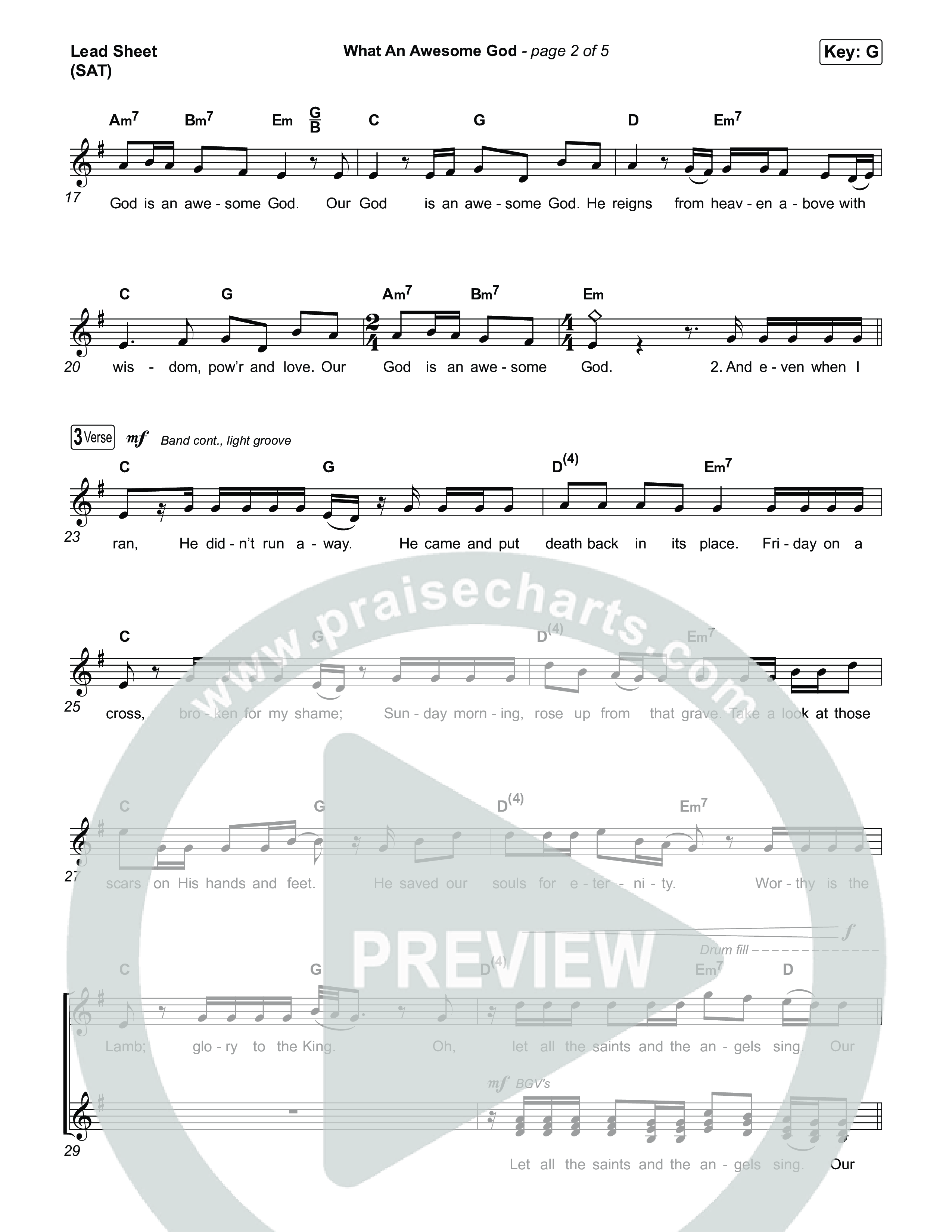 What An Awesome God (Choral/SATB) Lead Sheet (SAT) (Travis Cottrell / Arr. Mason Brown)