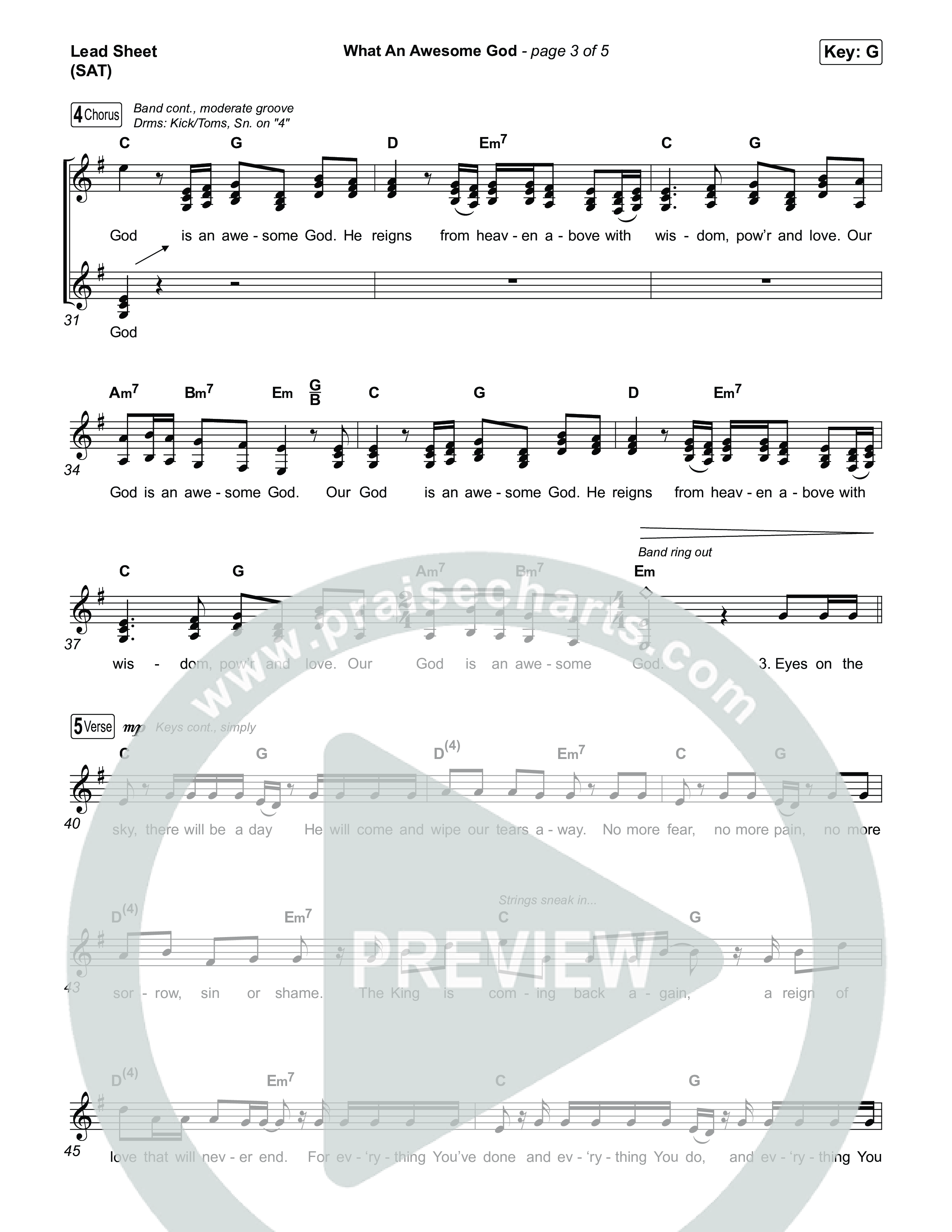 What An Awesome God (Choral/SATB) Lead Sheet (SAT) (Travis Cottrell / Arr. Mason Brown)