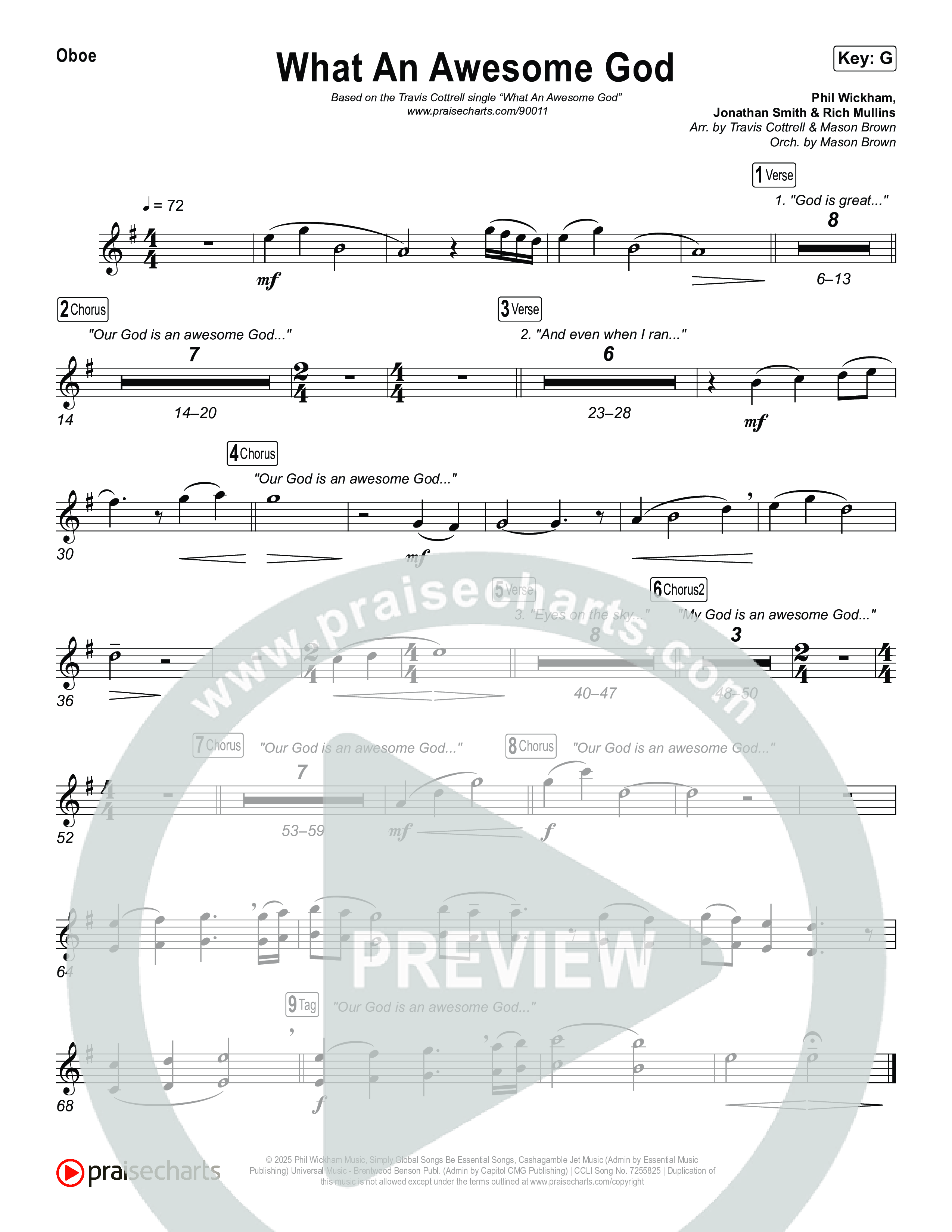 What An Awesome God (Choral/SATB) Oboe (Travis Cottrell / Arr. Mason Brown)
