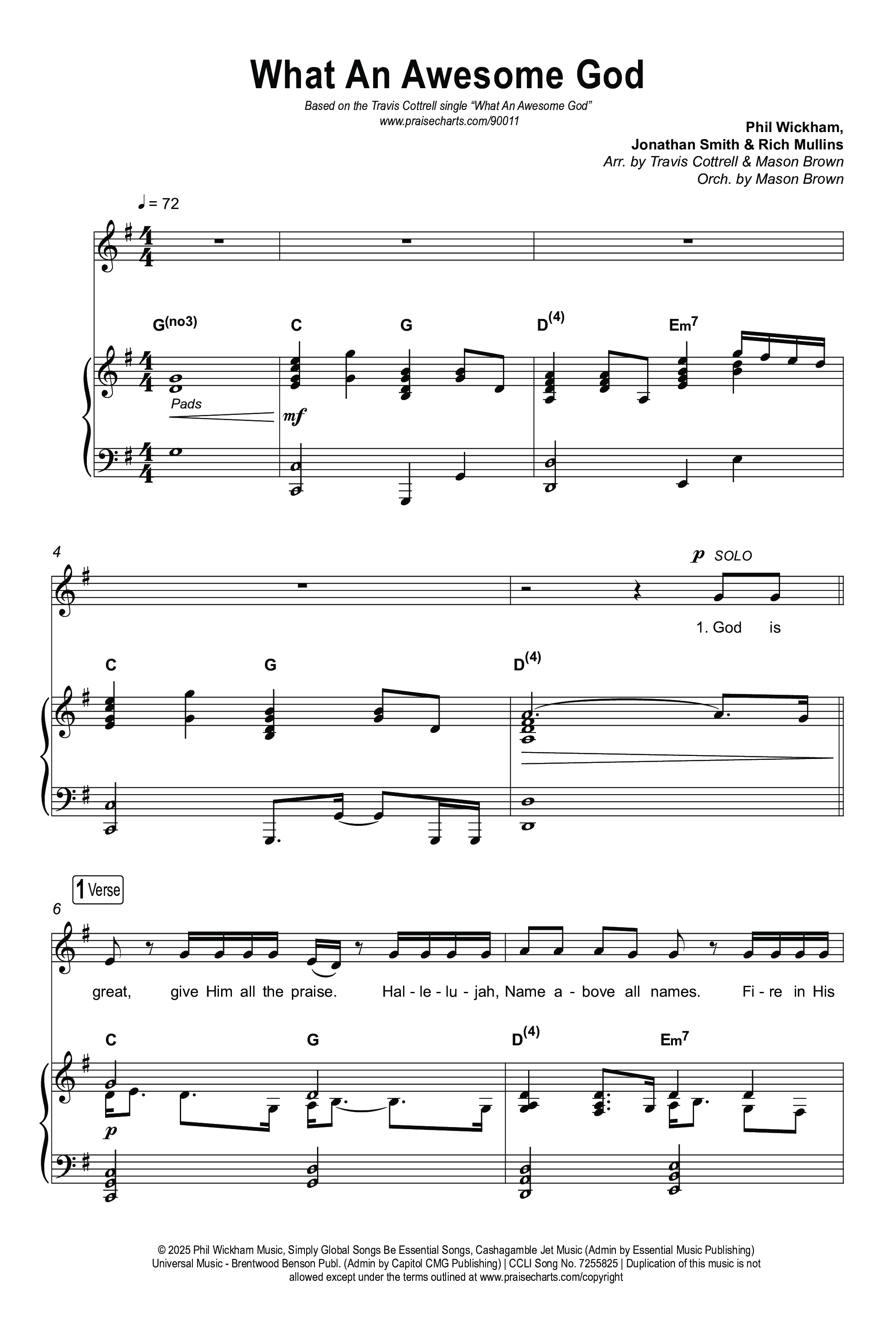 What An Awesome God (Choral/SATB) Octavo (SATB & Pno) (Travis Cottrell / Arr. Mason Brown)