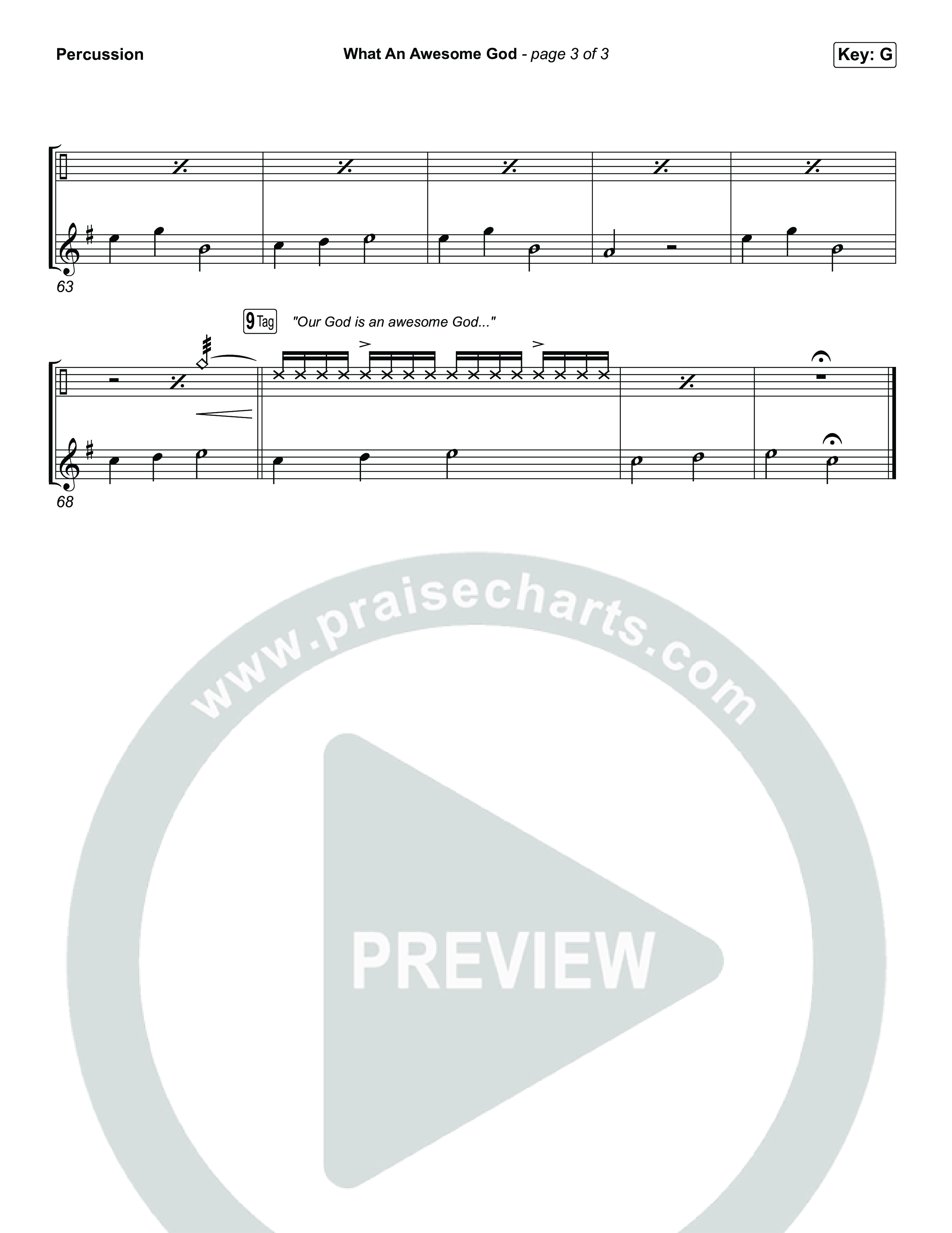 What An Awesome God (Choral/SATB) Percussion (Travis Cottrell / Arr. Mason Brown)