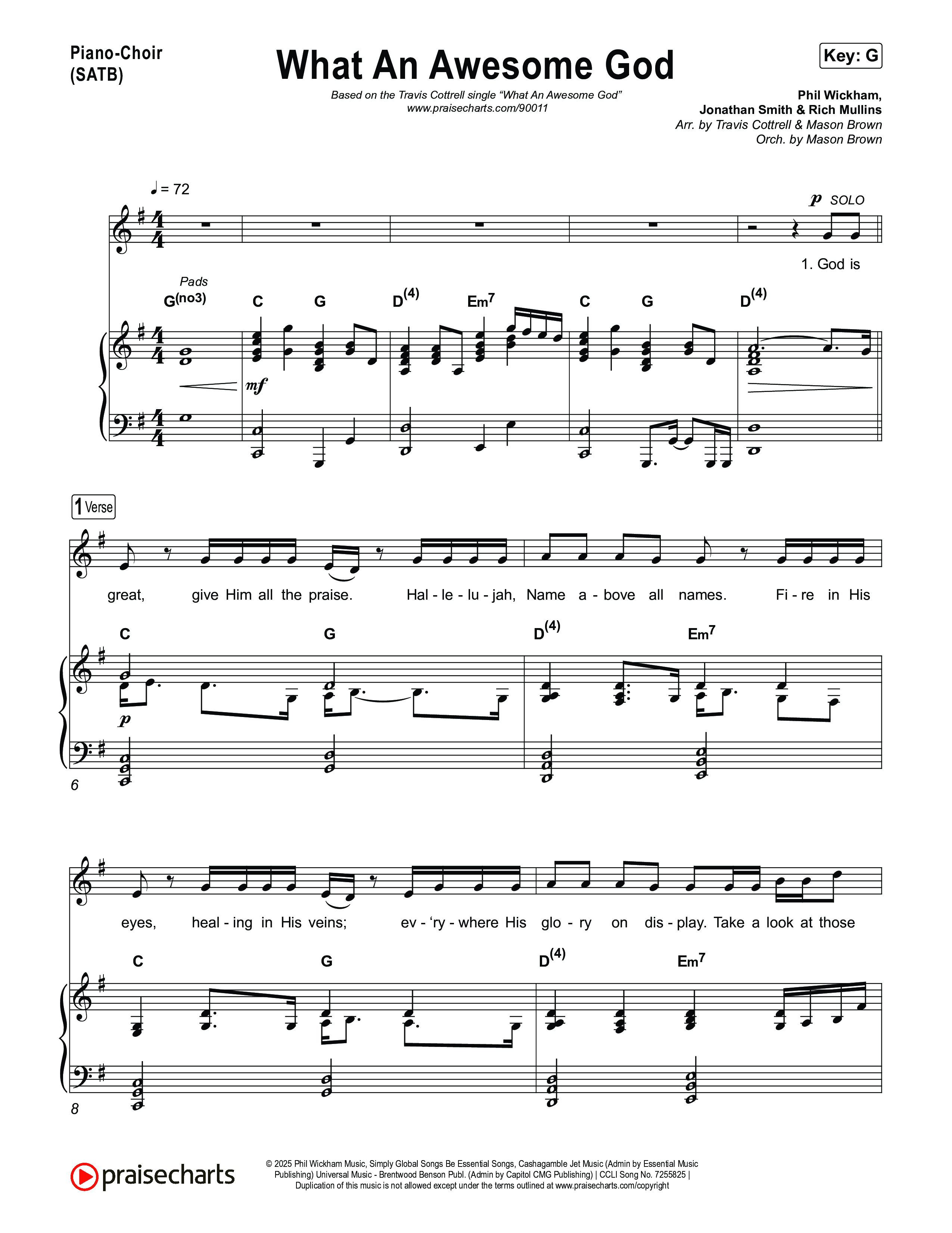 What An Awesome God (Choral/SATB) Piano/Vocal (SATB) (Travis Cottrell / Arr. Mason Brown)