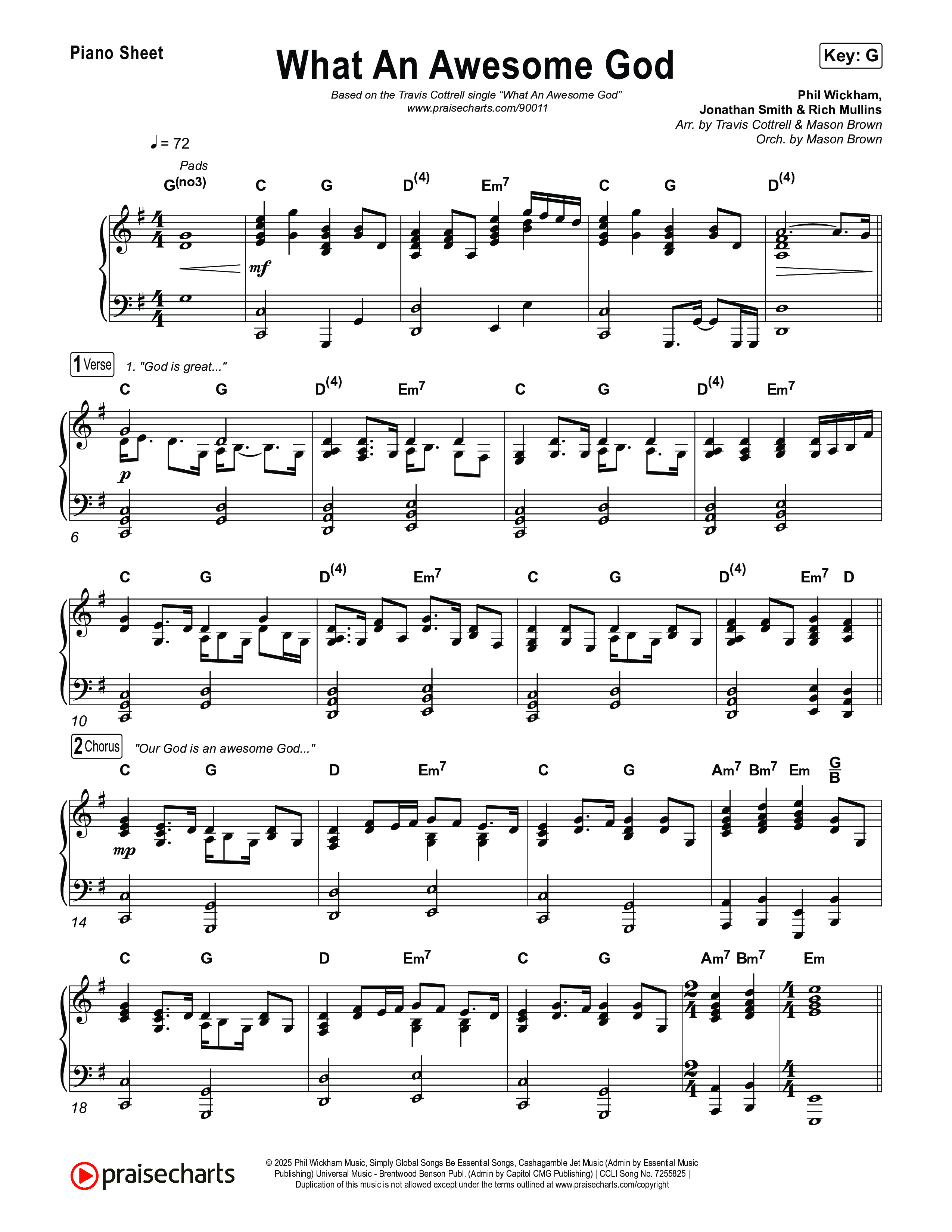 What An Awesome God (Choral/SATB) Piano Sheet (Travis Cottrell / Arr. Mason Brown)