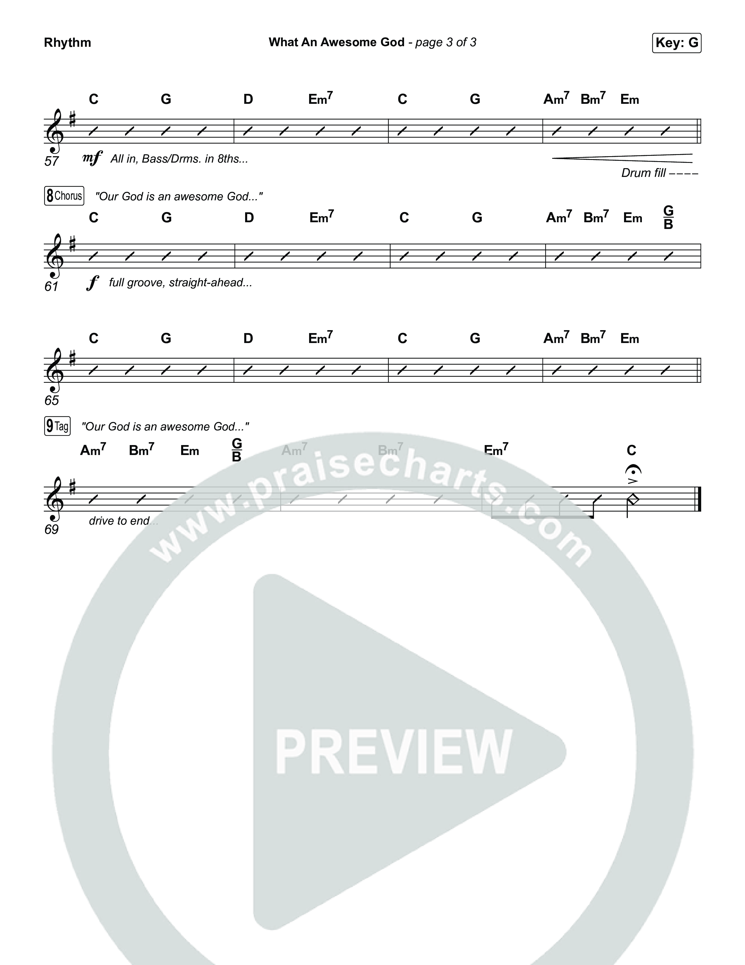 What An Awesome God (Choral/SATB) Rhythm Chart (Travis Cottrell / Arr. Mason Brown)