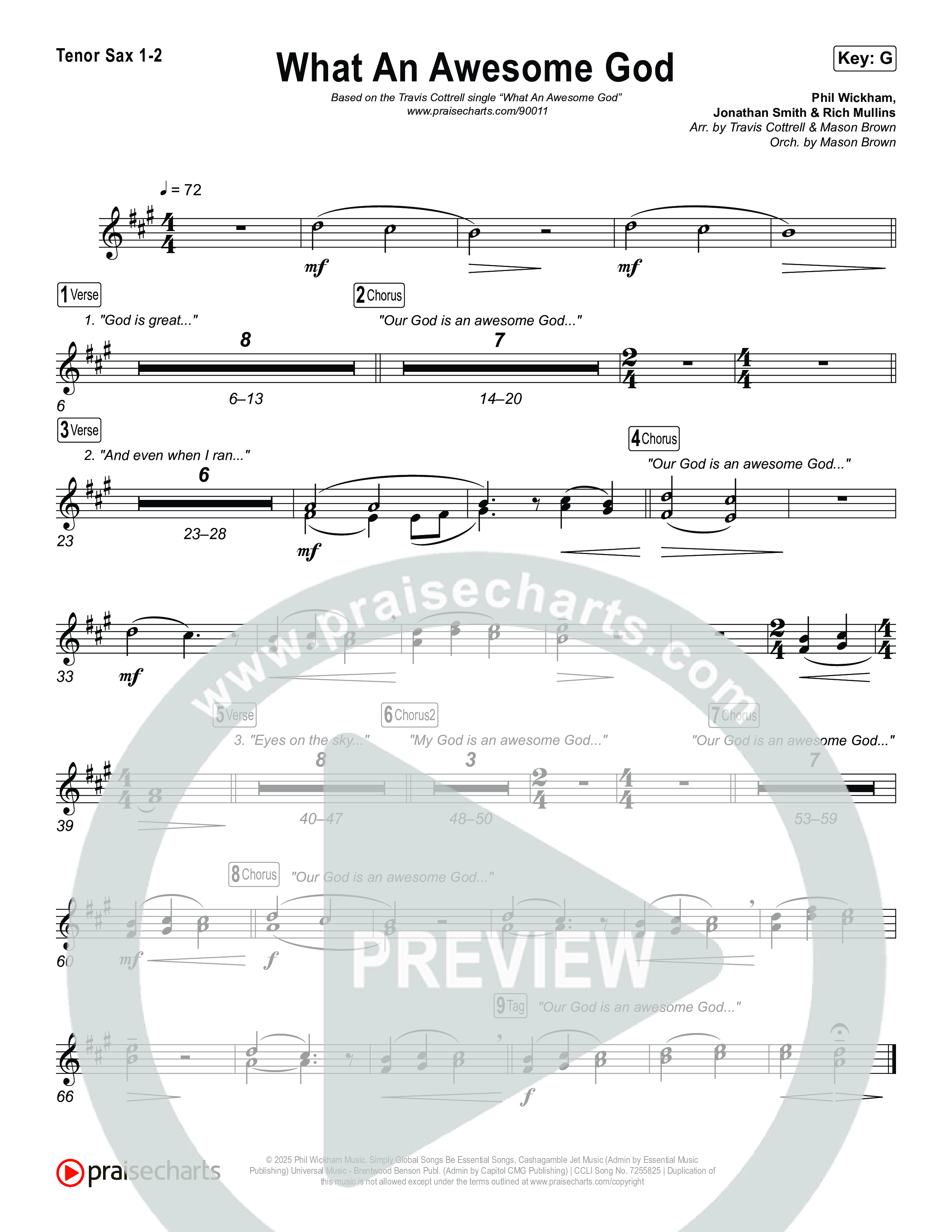 What An Awesome God (Choral/SATB) Sax Pack (Travis Cottrell / Arr. Mason Brown)