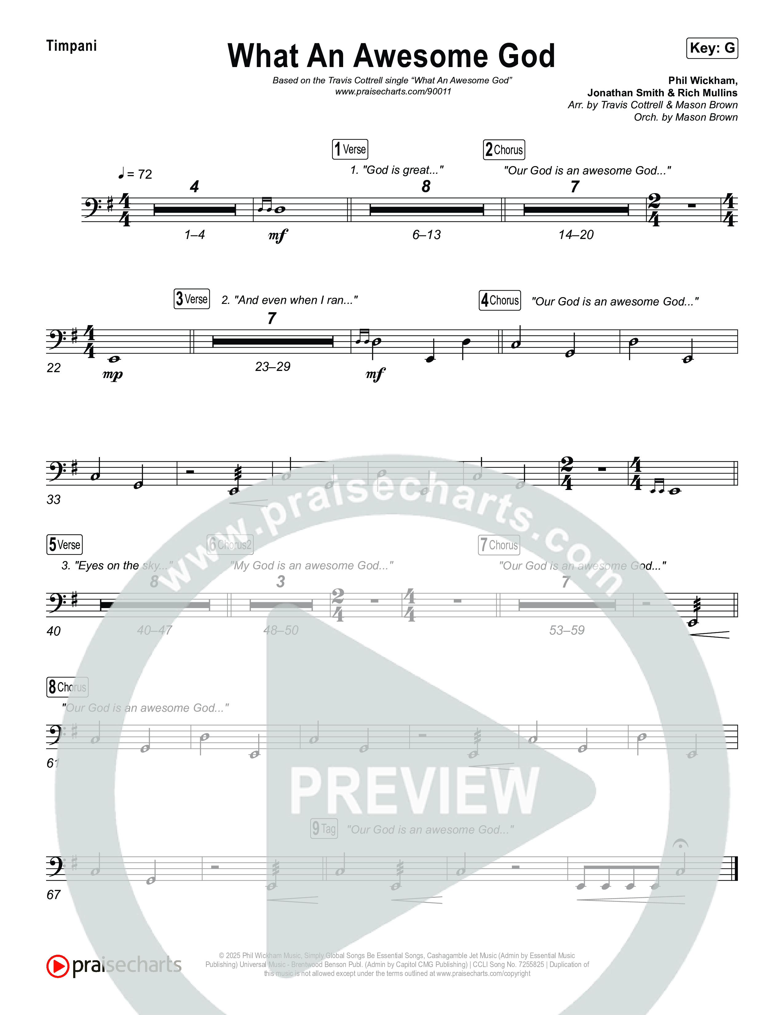 What An Awesome God (Choral/SATB) Timpani (Travis Cottrell / Arr. Mason Brown)