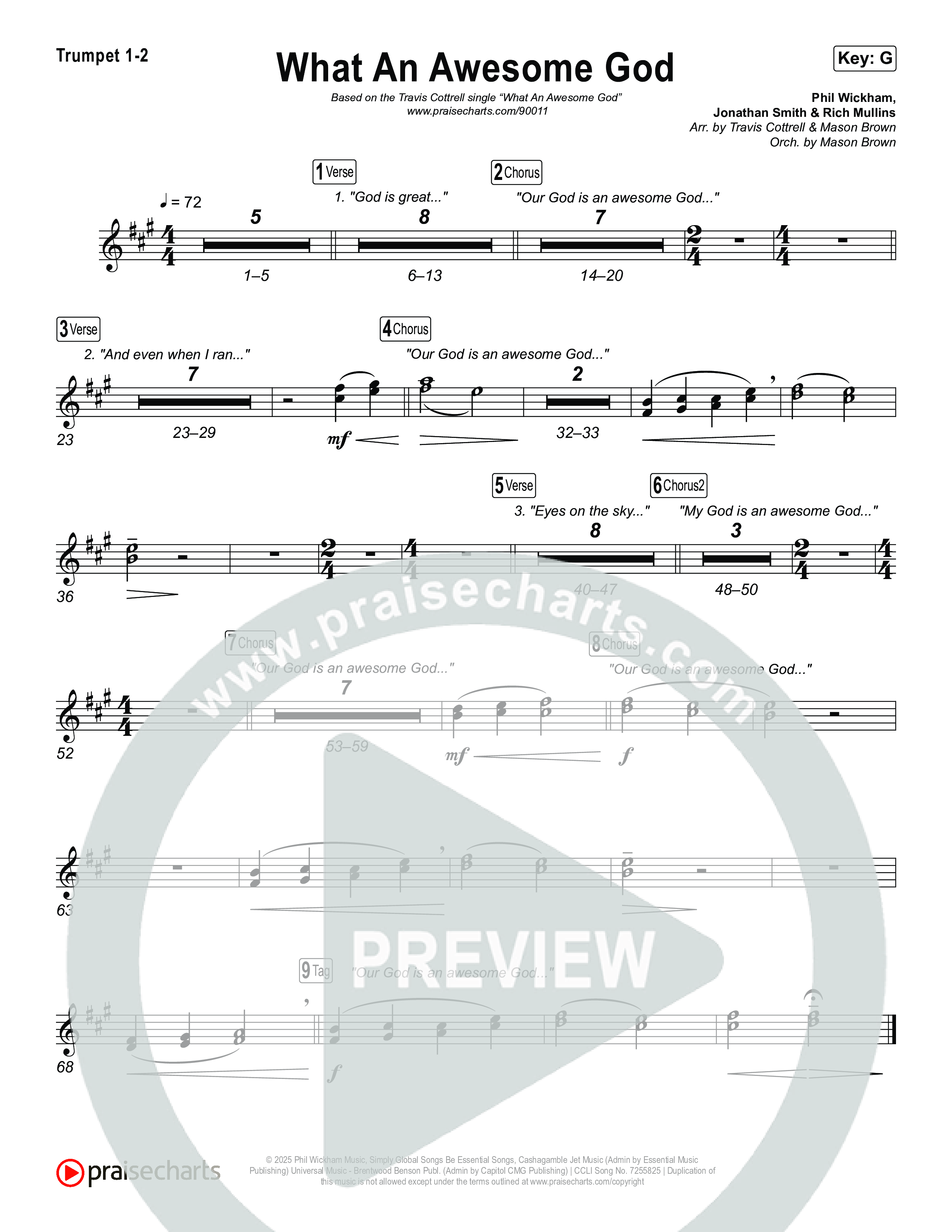 What An Awesome God (Choral/SATB) Brass Pack (Travis Cottrell / Arr. Mason Brown)