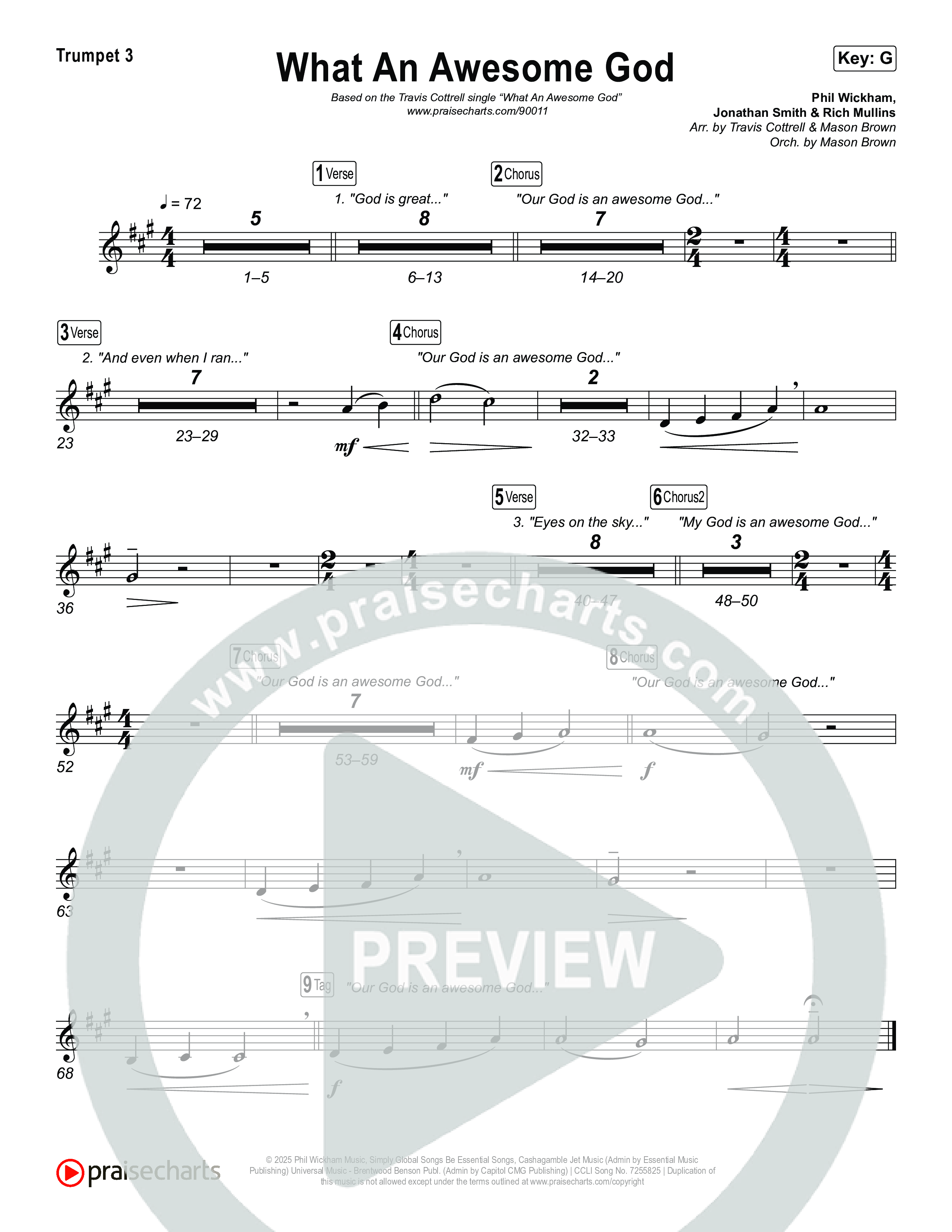 What An Awesome God (Choral/SATB) Brass Pack (Travis Cottrell / Arr. Mason Brown)