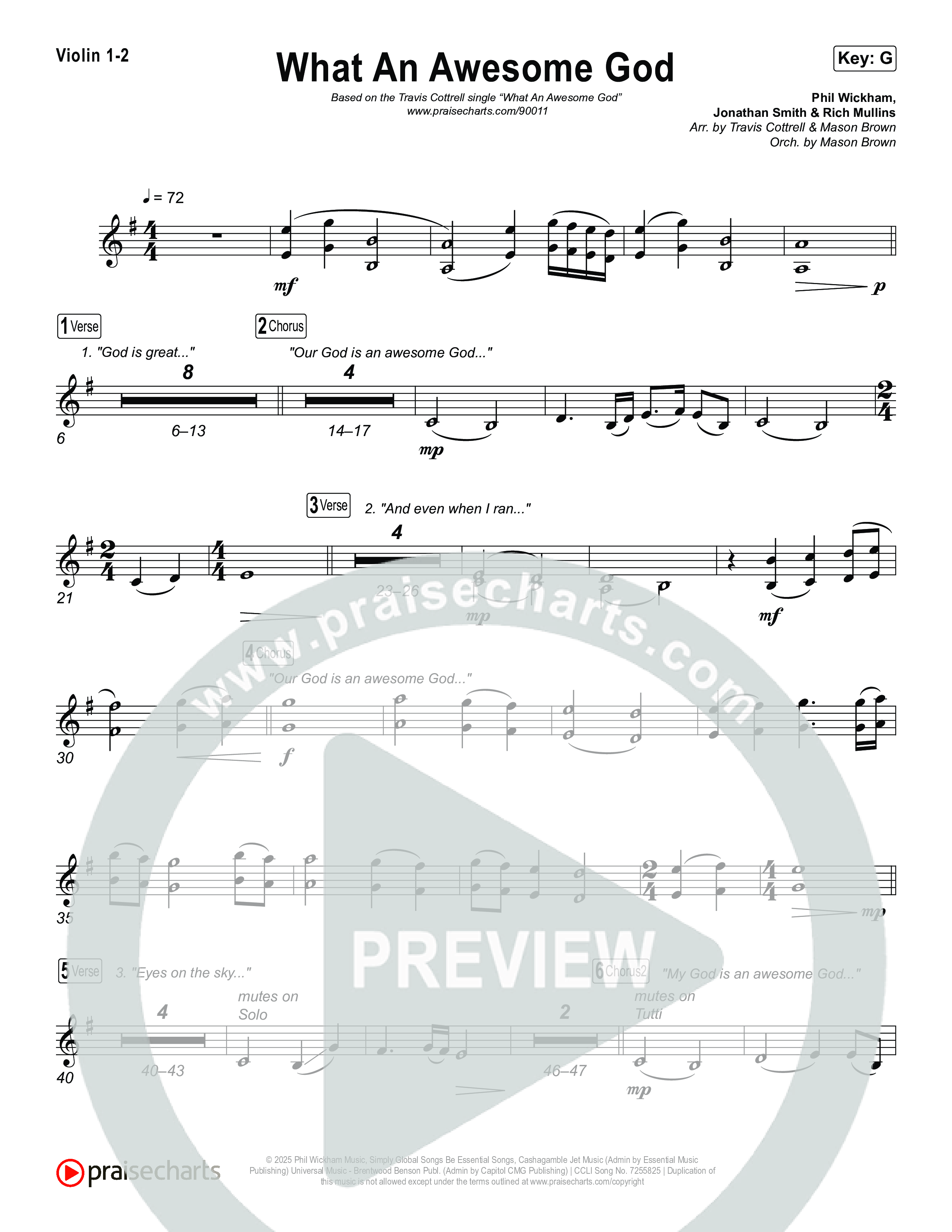 What An Awesome God (Choral/SATB) String Pack (Travis Cottrell / Arr. Mason Brown)