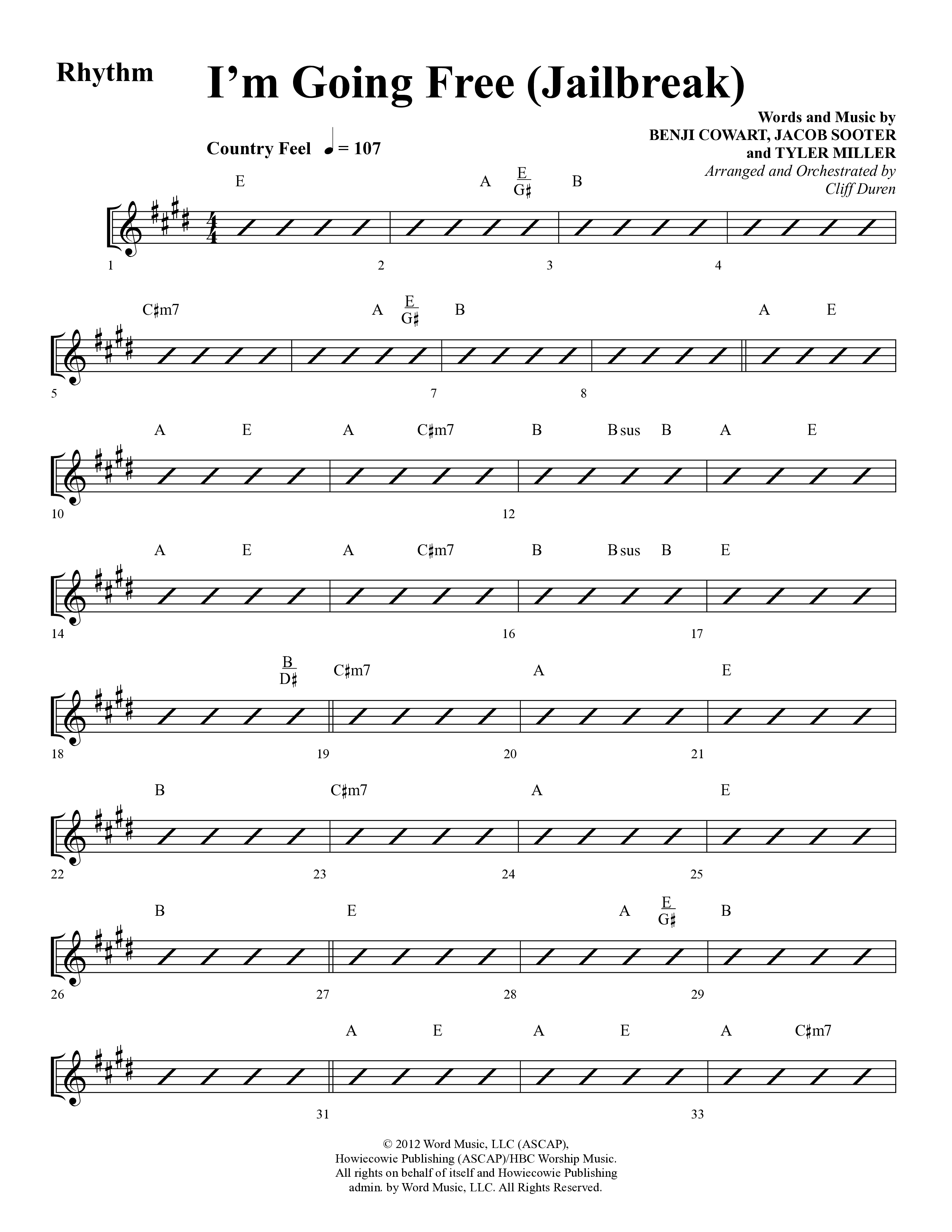 I’m Going Free (Jailbreak) (Choral Anthem SATB) Rhythm Chart (Word Music Choral / Arr. Cliff Duren)