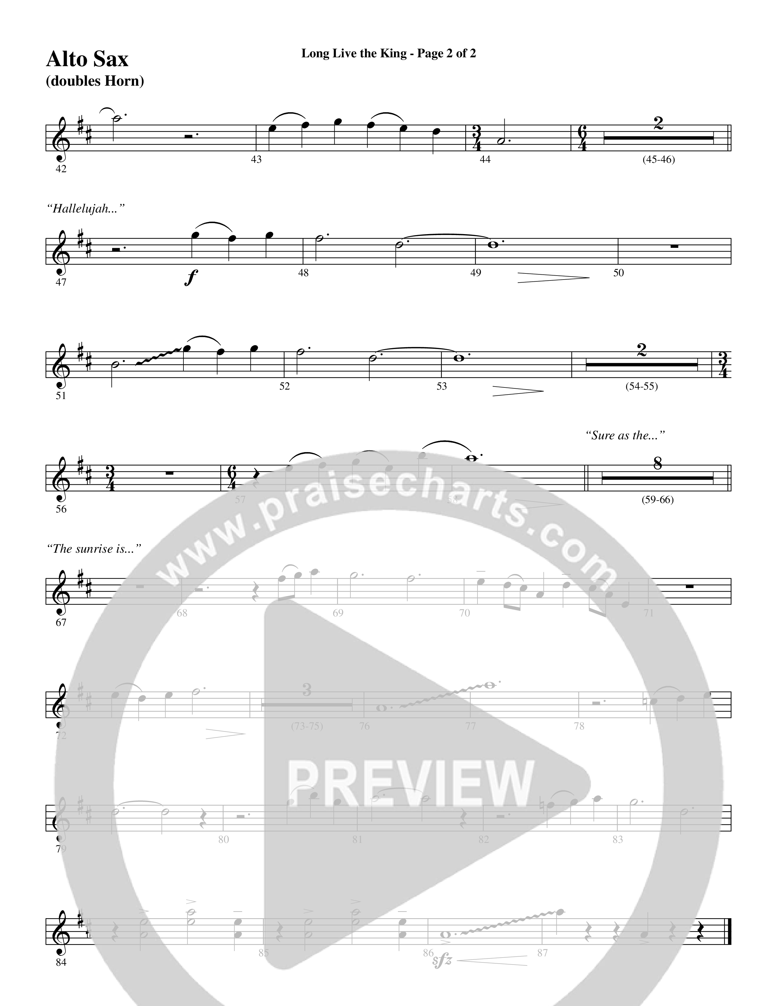 Long Live the King (Choral Anthem SATB) Alto Sax (Word Music Choral / Arr. Steve Mauldin)
