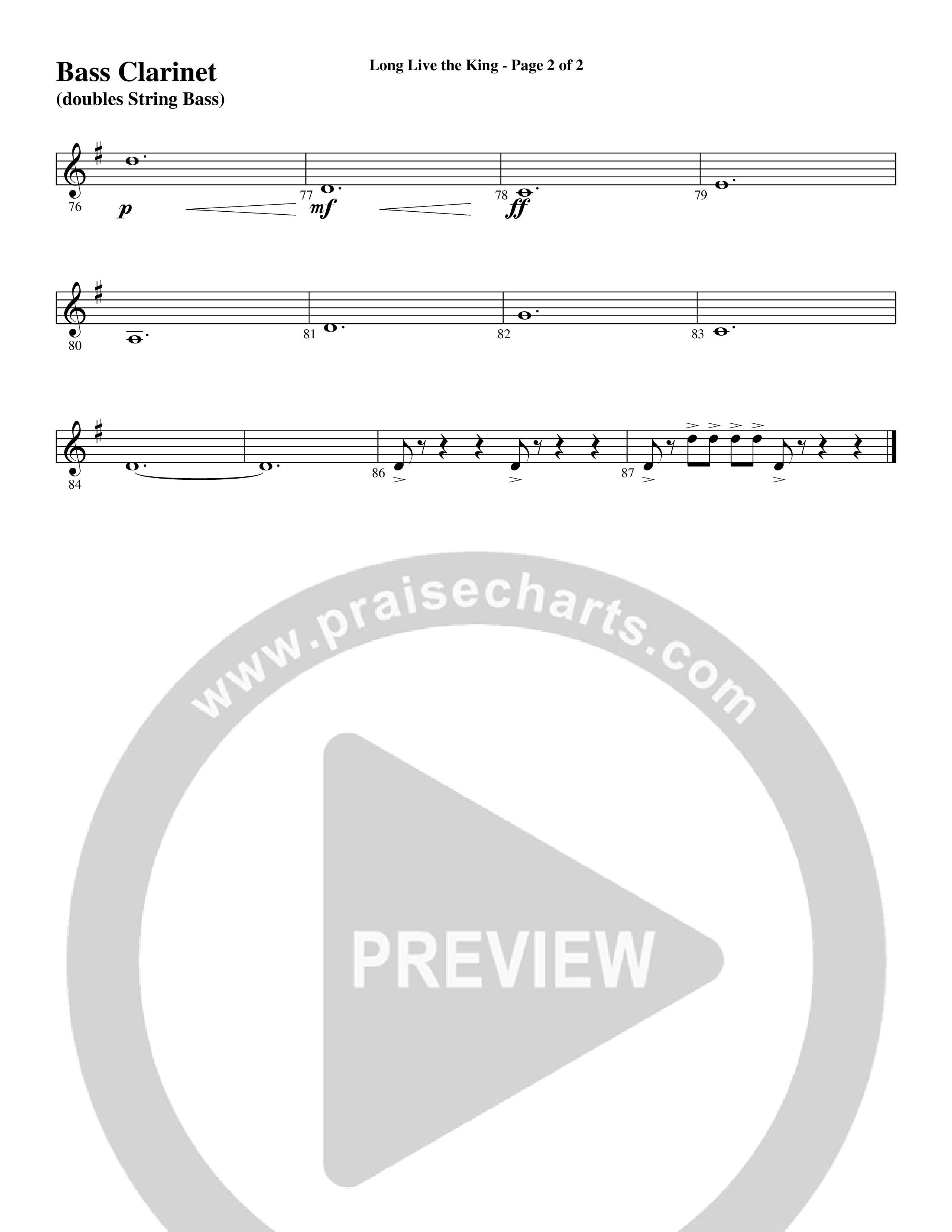 Long Live the King (Choral Anthem SATB) Bass Clarinet (Word Music Choral / Arr. Steve Mauldin)