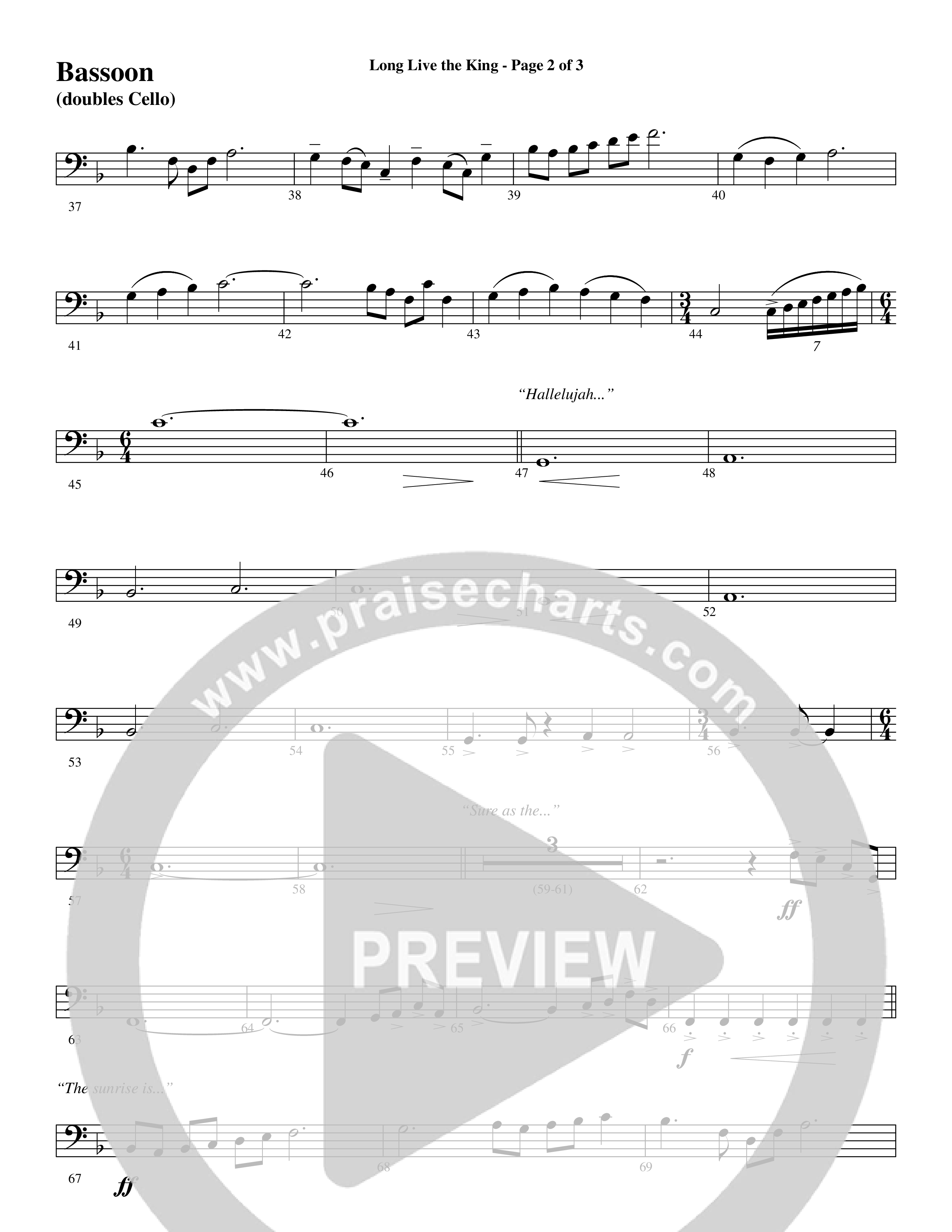 Long Live the King (Choral Anthem SATB) Bassoon (Word Music Choral / Arr. Steve Mauldin)