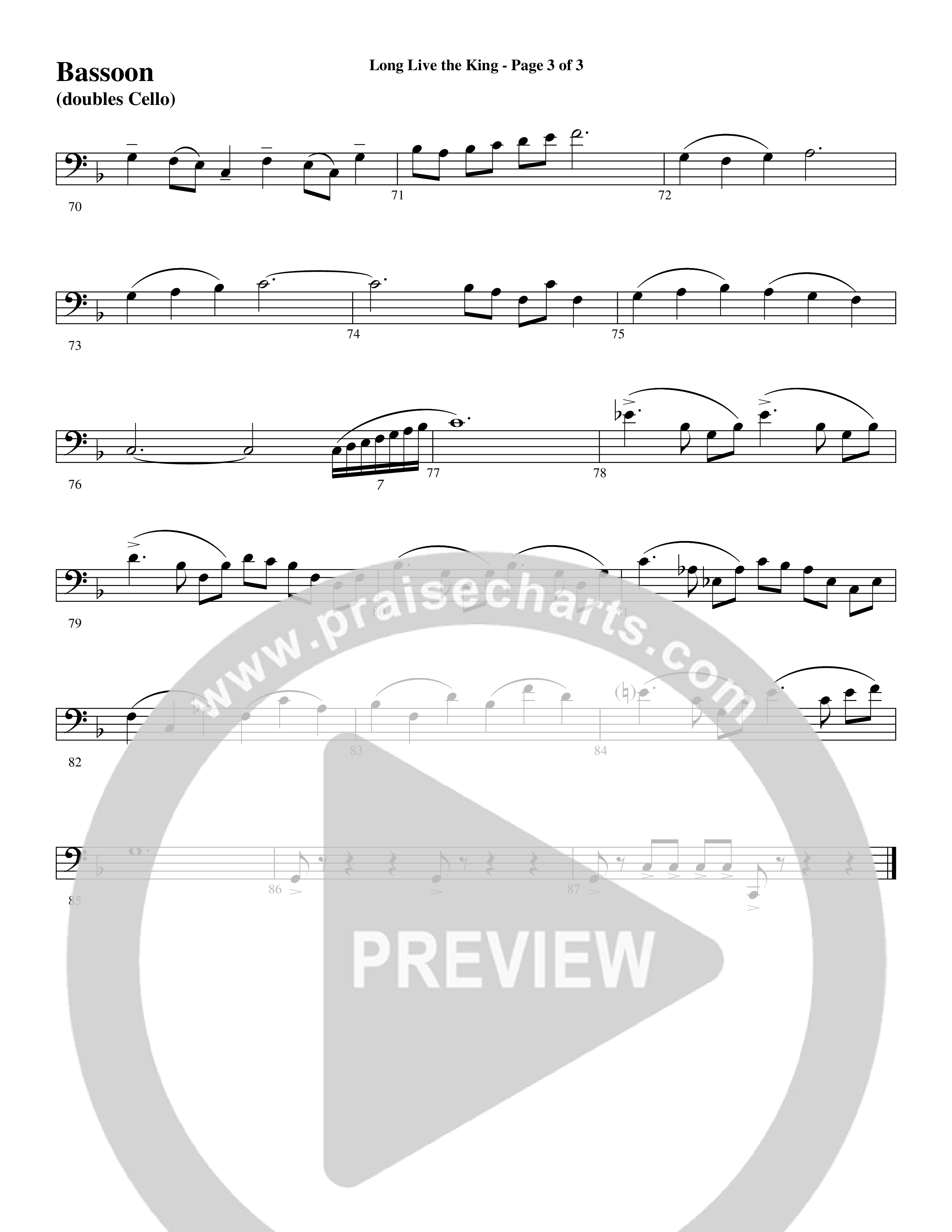 Long Live the King (Choral Anthem SATB) Bassoon (Word Music Choral / Arr. Steve Mauldin)