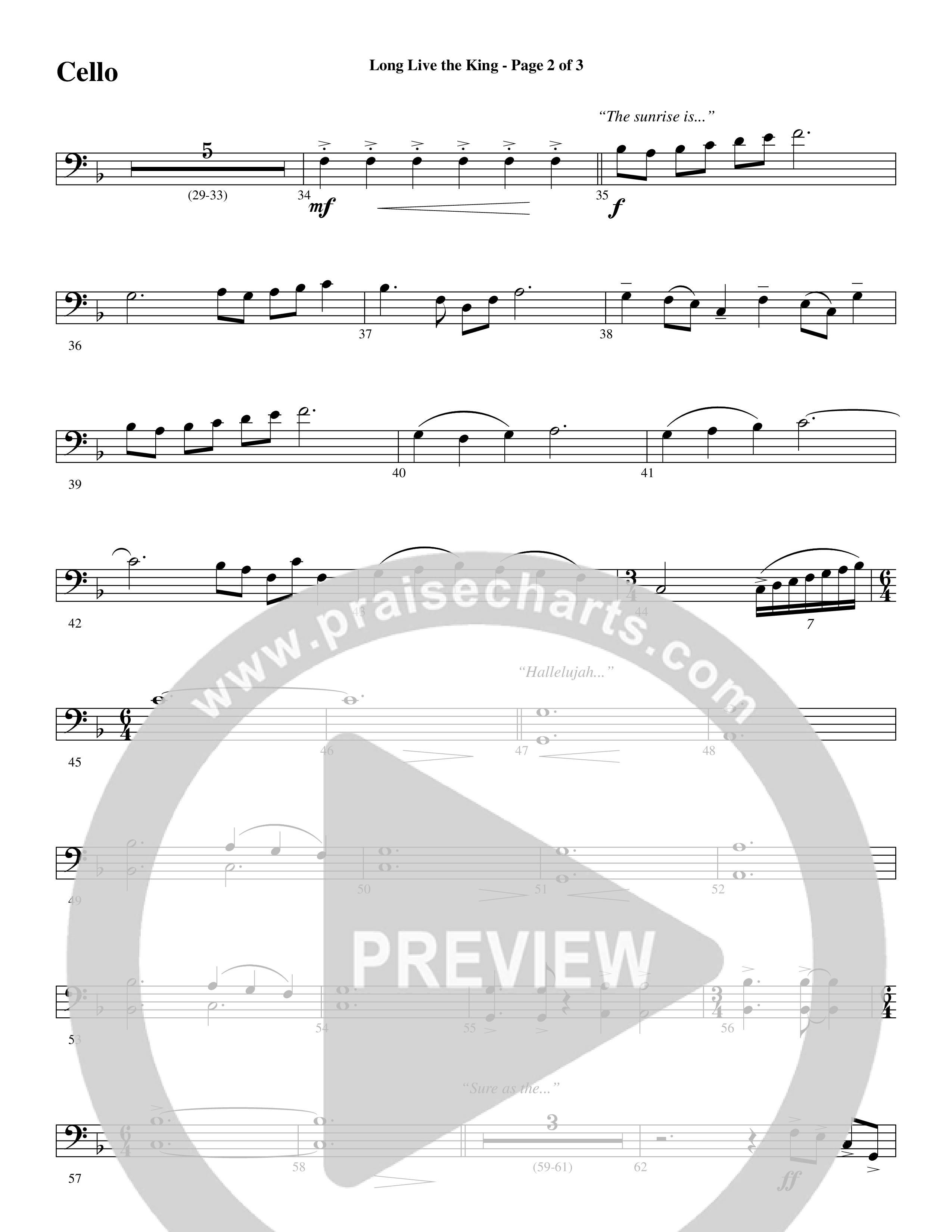 Long Live the King (Choral Anthem SATB) Cello (Word Music Choral / Arr. Steve Mauldin)