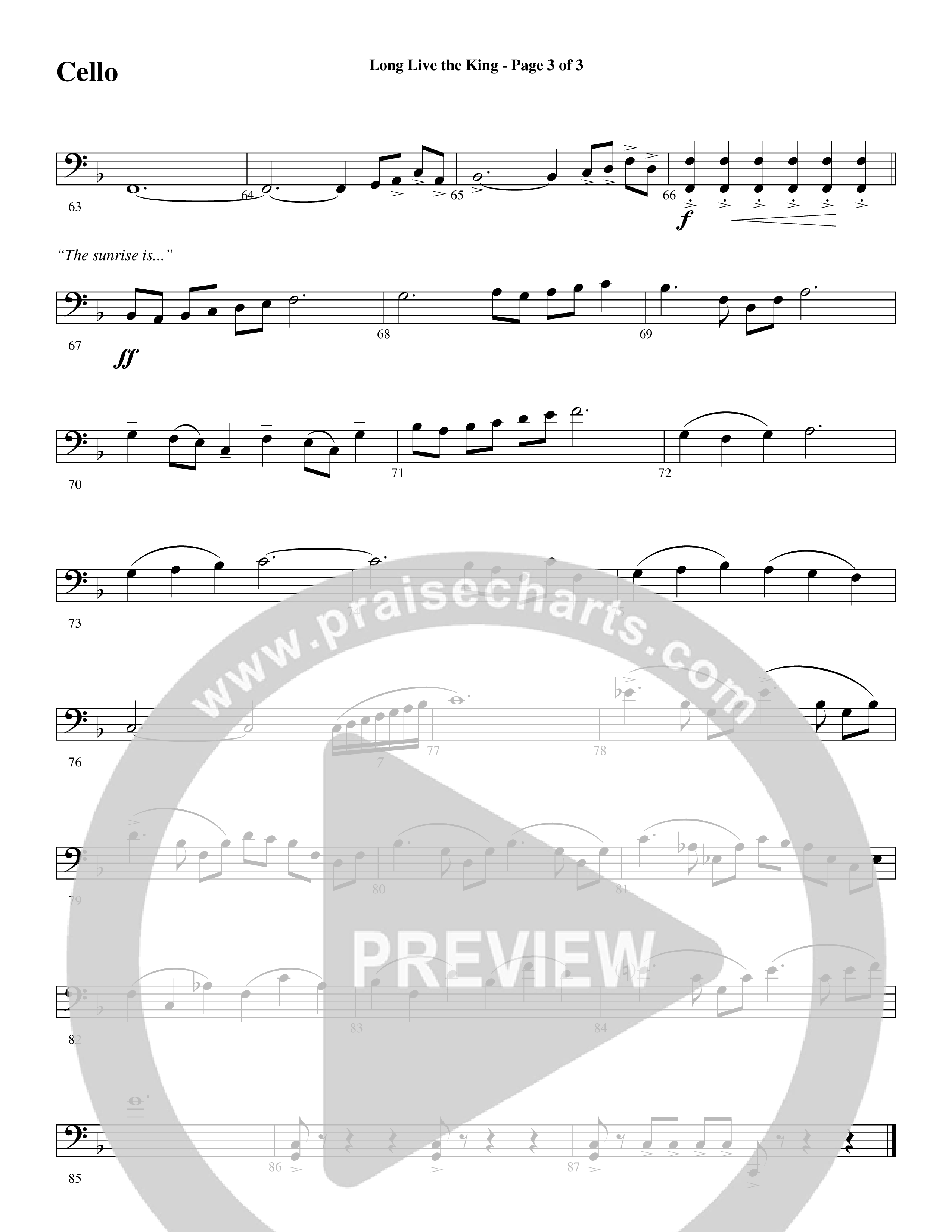 Long Live the King (Choral Anthem SATB) Cello (Word Music Choral / Arr. Steve Mauldin)