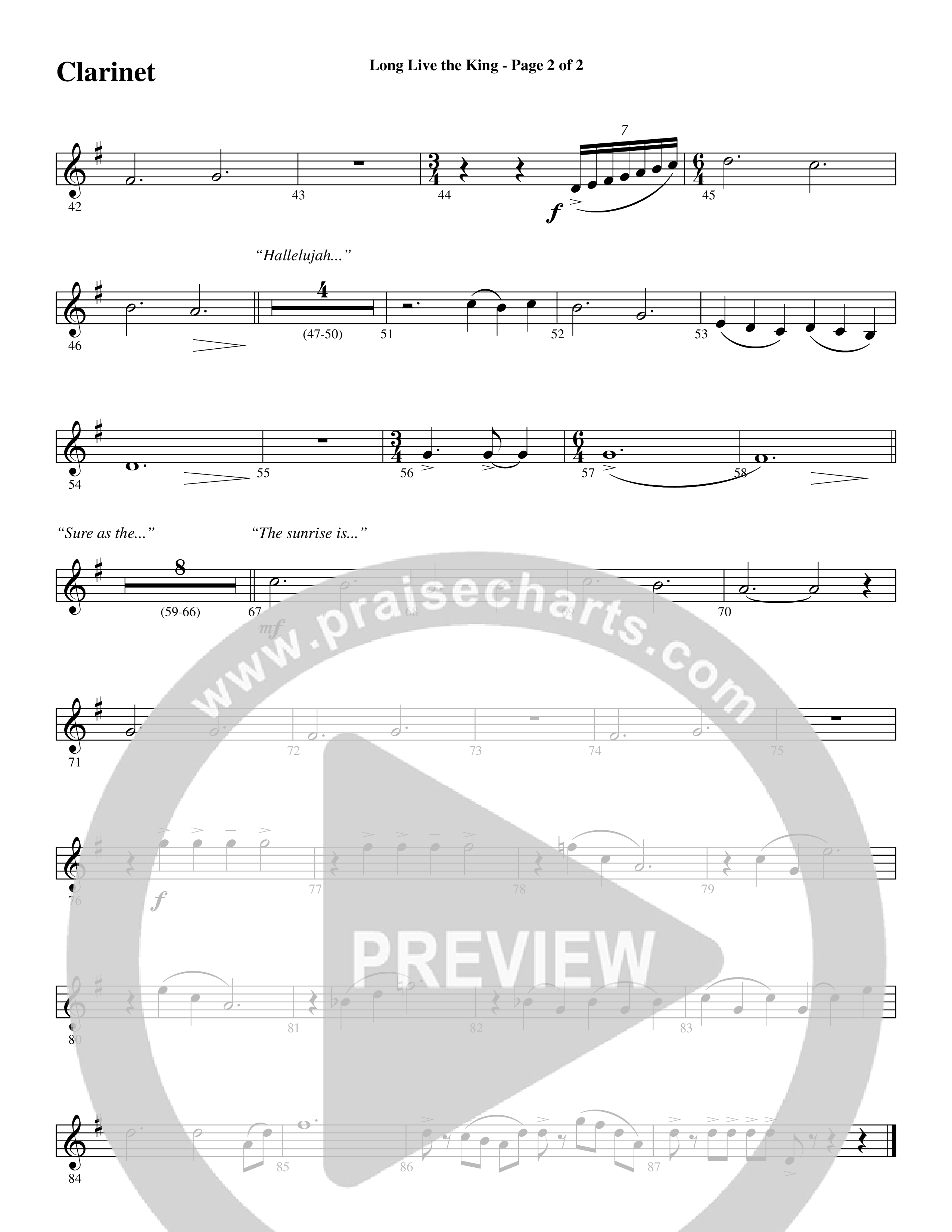 Long Live the King (Choral Anthem SATB) Clarinet (Word Music Choral / Arr. Steve Mauldin)