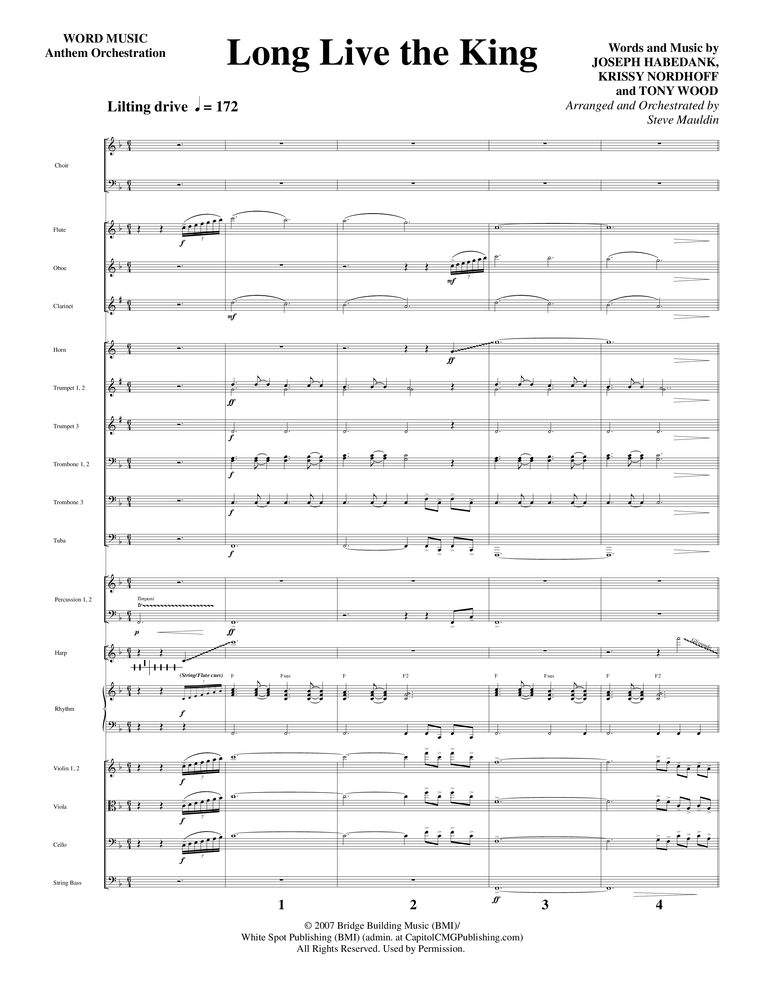 Long Live the King (Choral Anthem SATB) Orchestration (Word Music Choral / Arr. Steve Mauldin)