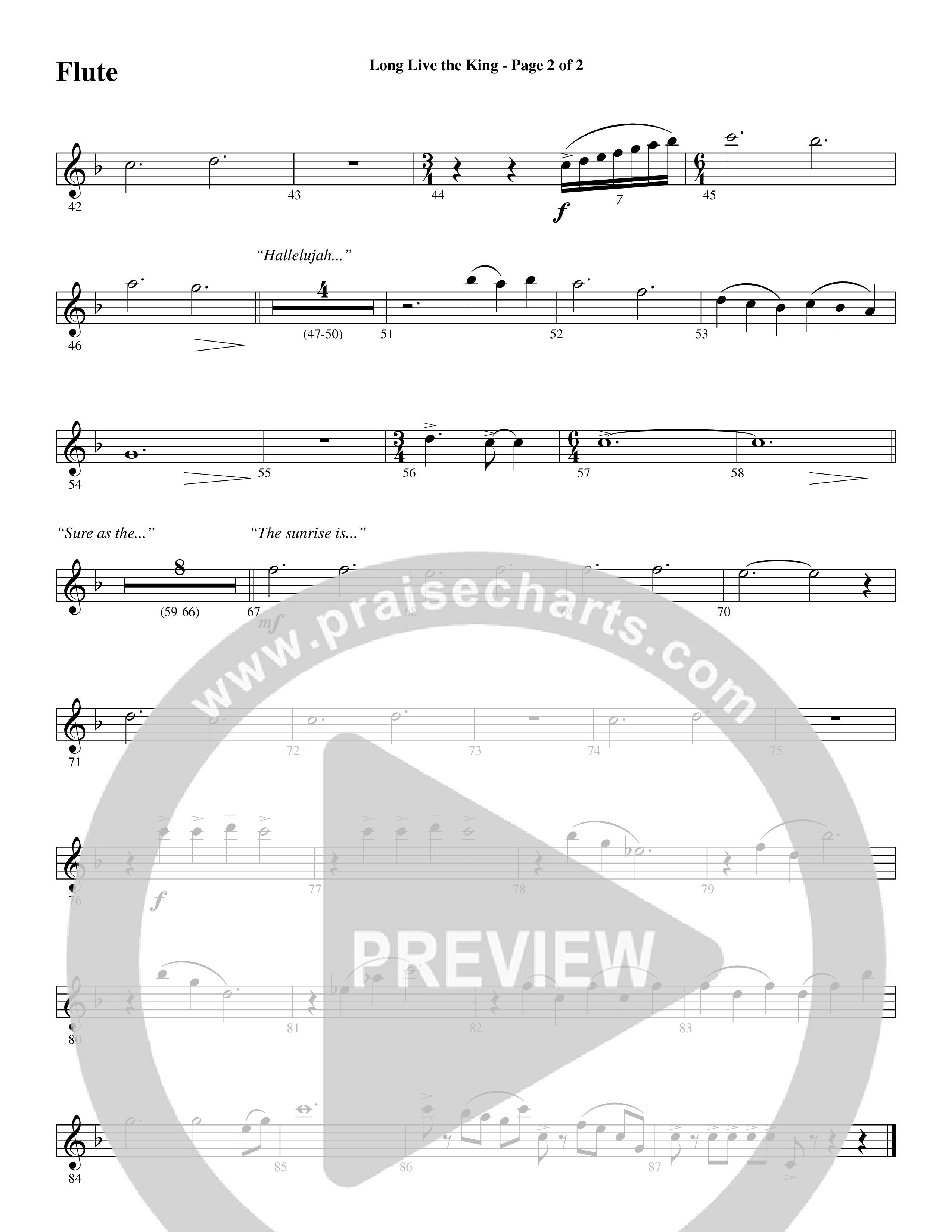 Long Live the King (Choral Anthem SATB) Flute (Word Music Choral / Arr. Steve Mauldin)