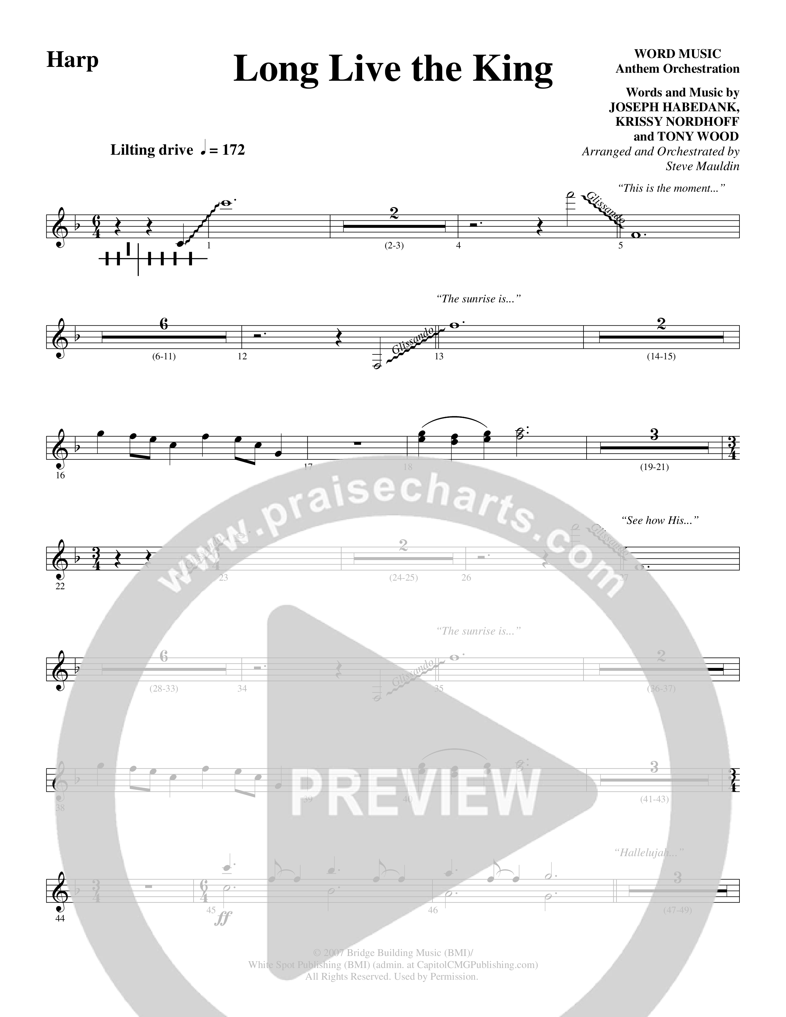 Long Live the King (Choral Anthem SATB) Harp (Word Music Choral / Arr. Steve Mauldin)