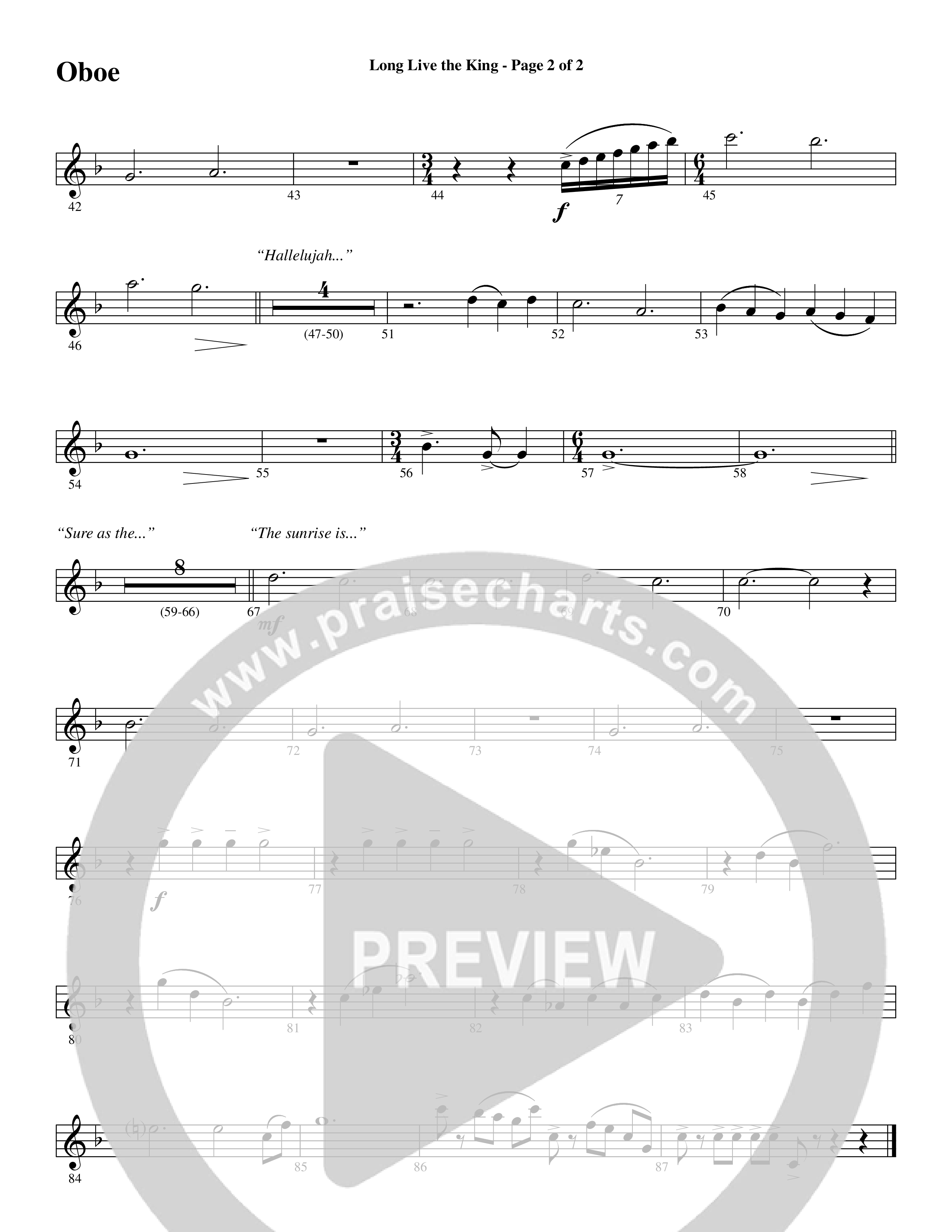 Long Live the King (Choral Anthem SATB) Oboe (Word Music Choral / Arr. Steve Mauldin)