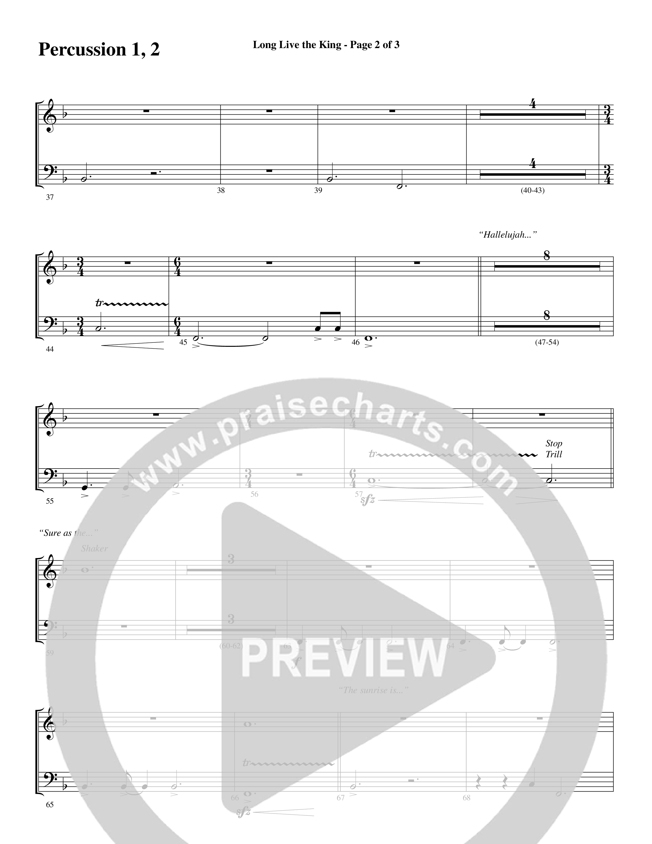 Long Live the King (Choral Anthem SATB) Percussion 1/2 (Word Music Choral / Arr. Steve Mauldin)
