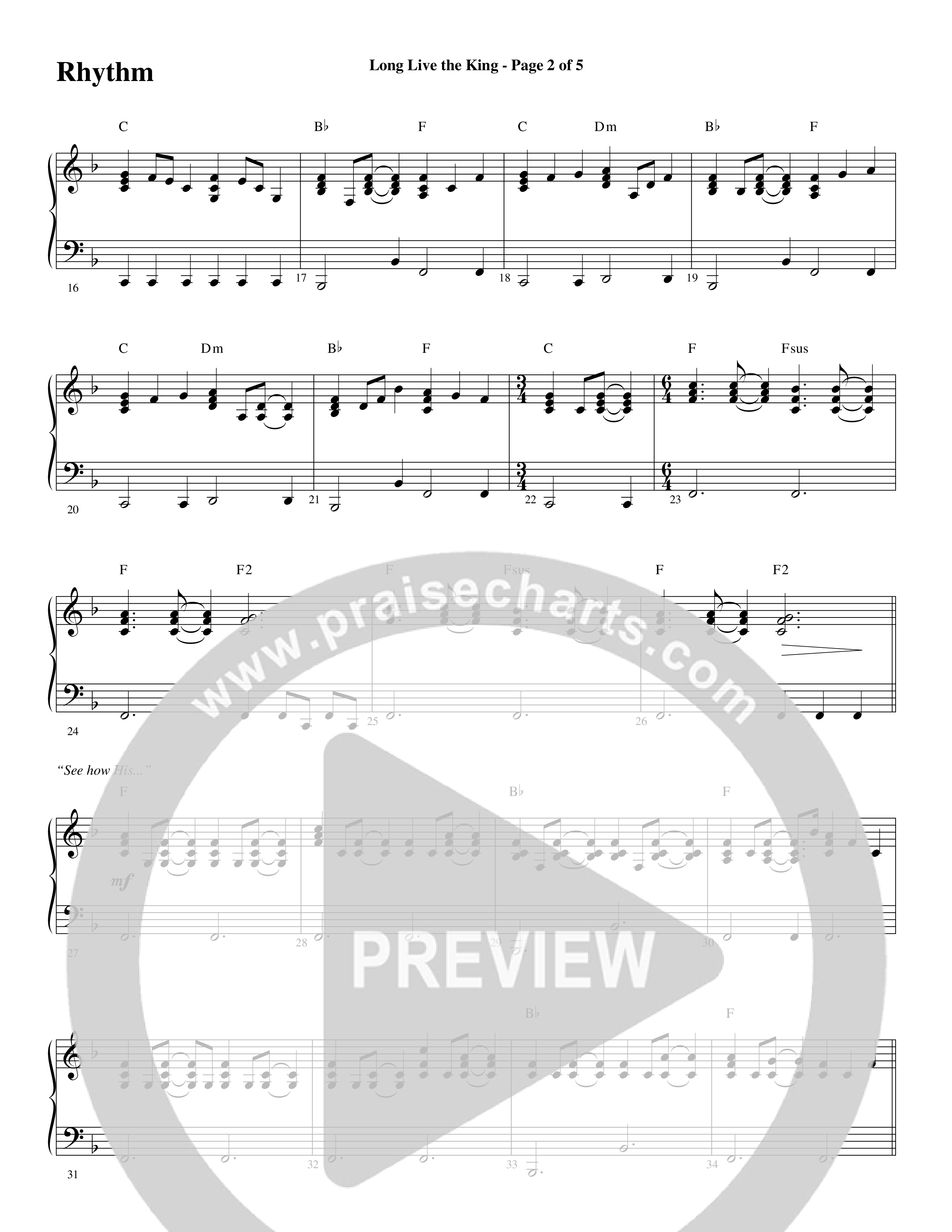 Long Live the King (Choral Anthem SATB) Rhythm Chart (Word Music Choral / Arr. Steve Mauldin)