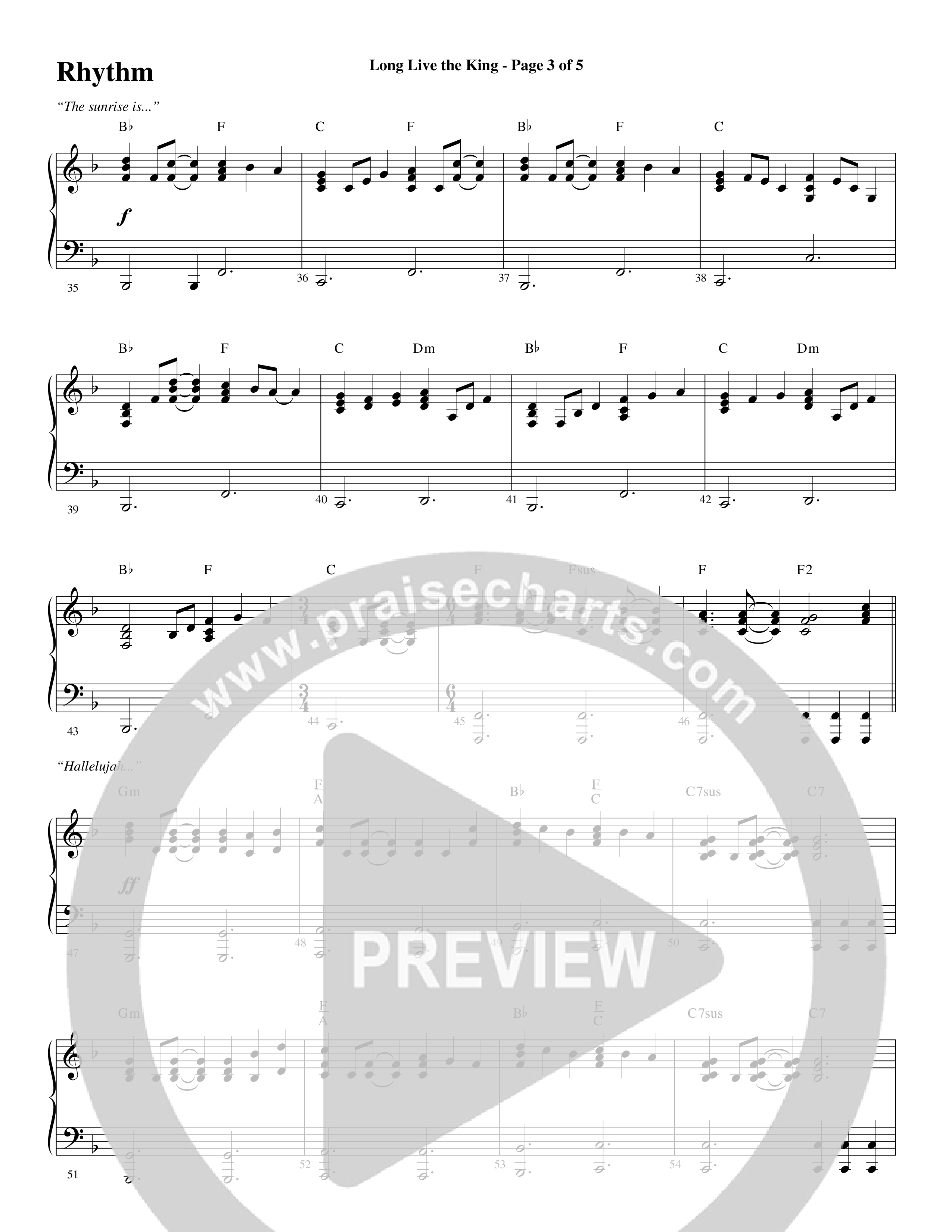 Long Live the King (Choral Anthem SATB) Rhythm Chart (Word Music Choral / Arr. Steve Mauldin)