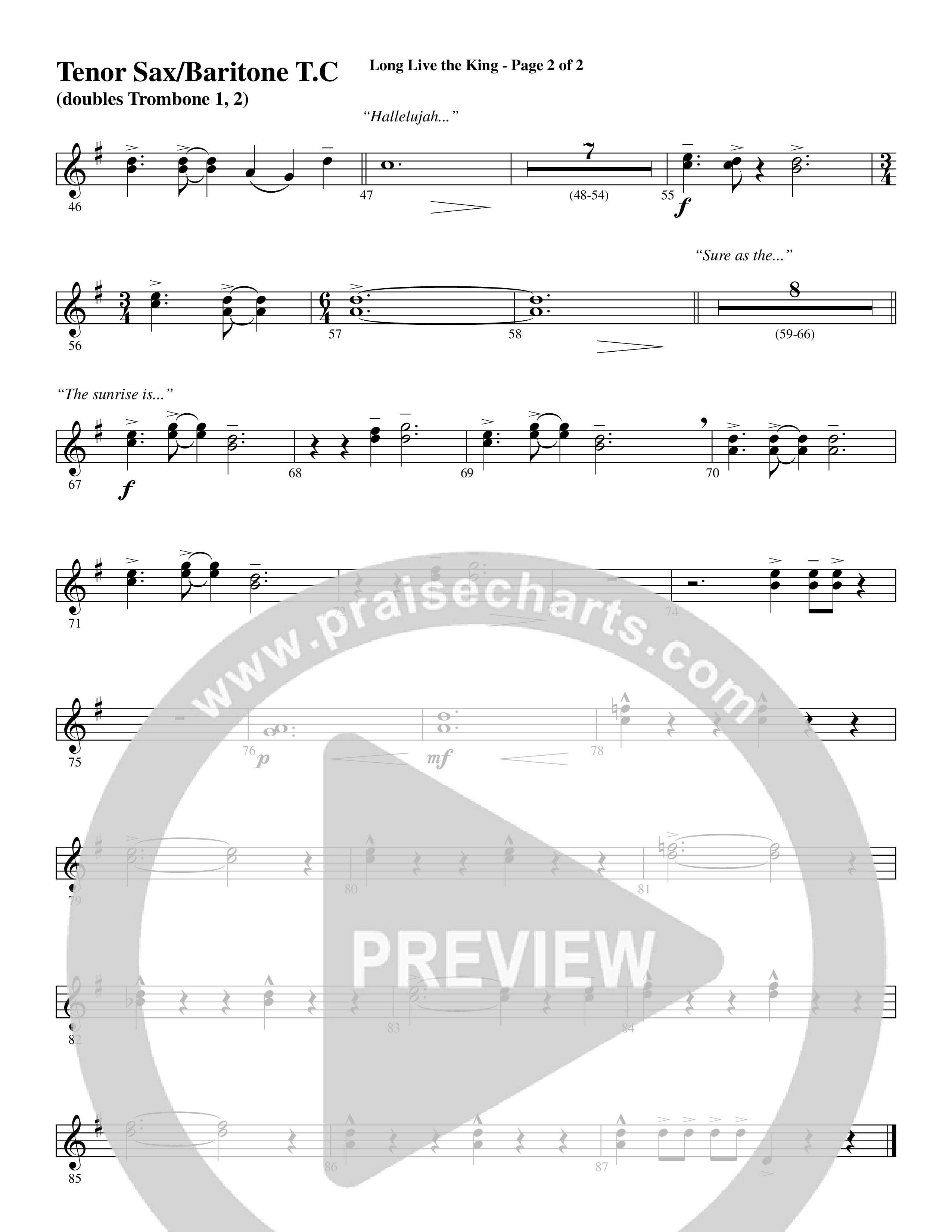 Long Live the King (Choral Anthem SATB) Tenor Sax/Baritone T.C. (Word Music Choral / Arr. Steve Mauldin)
