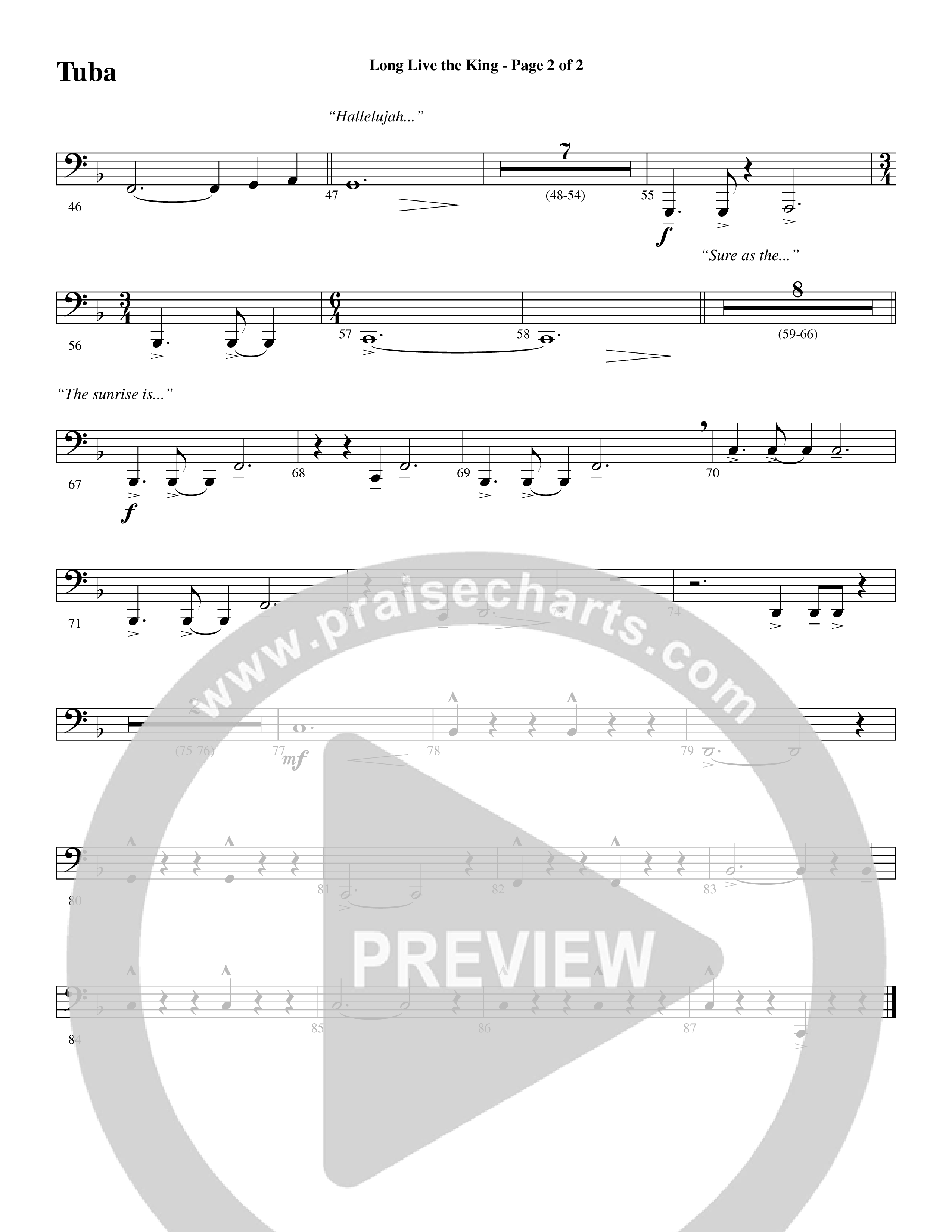 Long Live the King (Choral Anthem SATB) Tuba (Word Music Choral / Arr. Steve Mauldin)