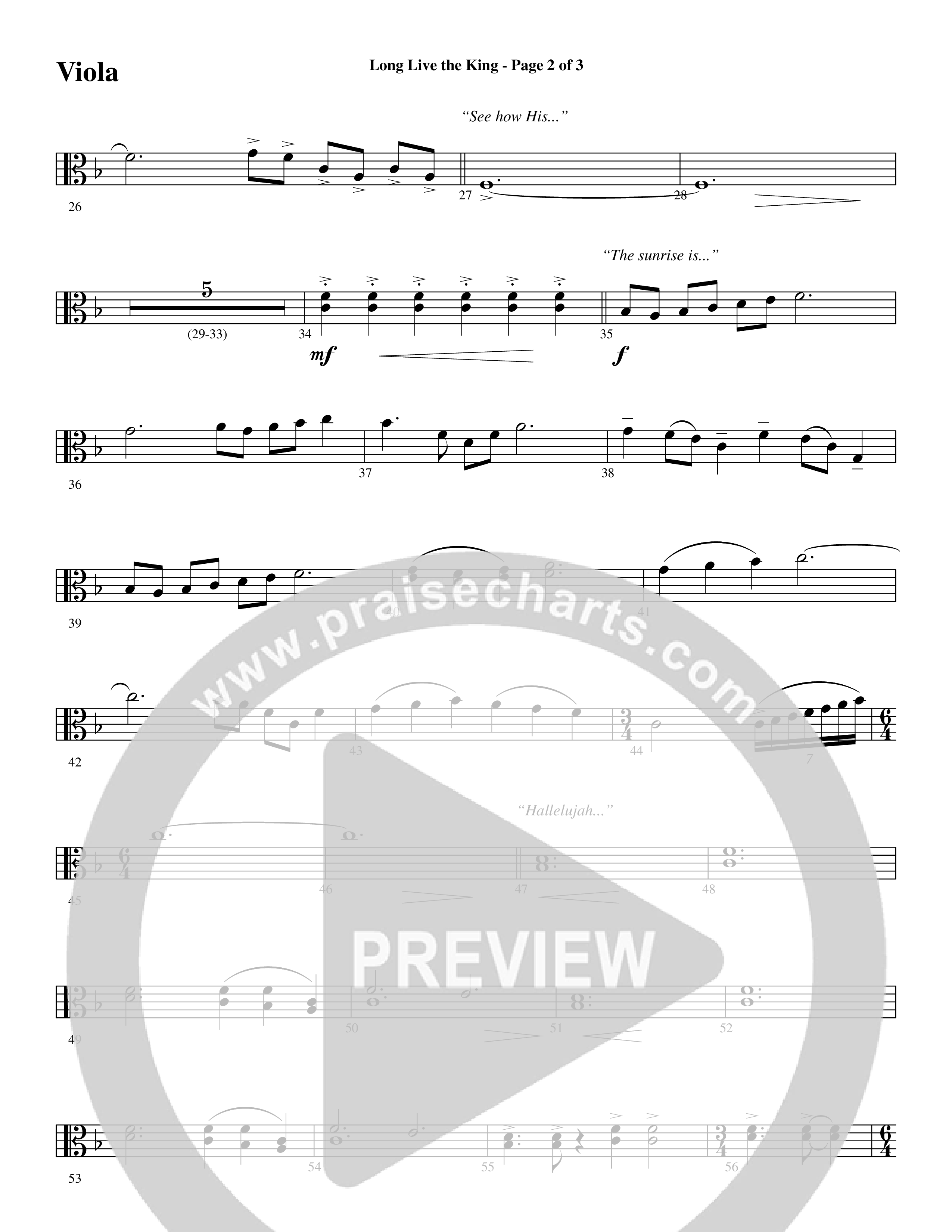 Long Live the King (Choral Anthem SATB) Viola (Word Music Choral / Arr. Steve Mauldin)