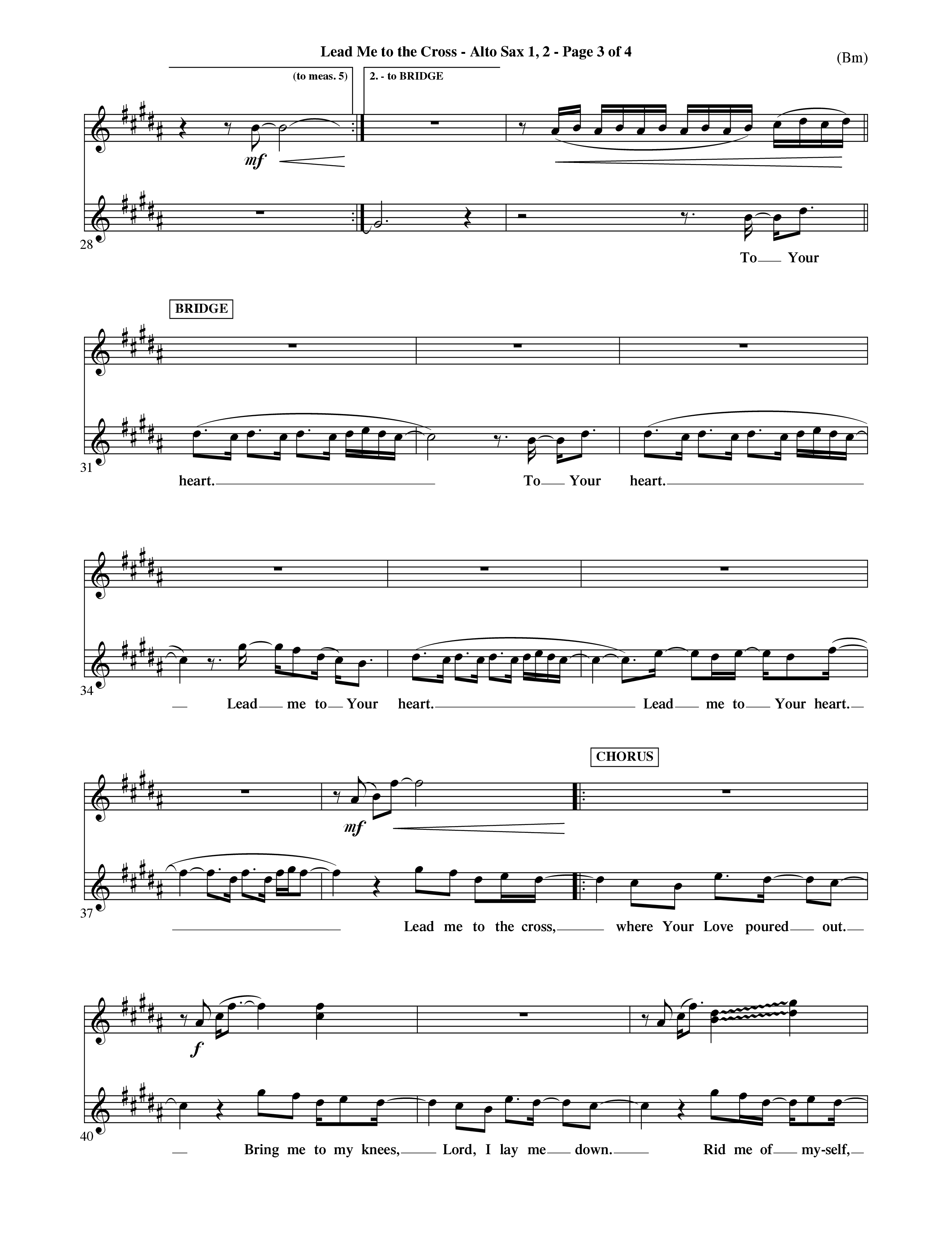 Lead Me To The Cross (Choral Anthem SATB) Alto Sax 1/2 (Word Music Choral / Orch. David Shipps)