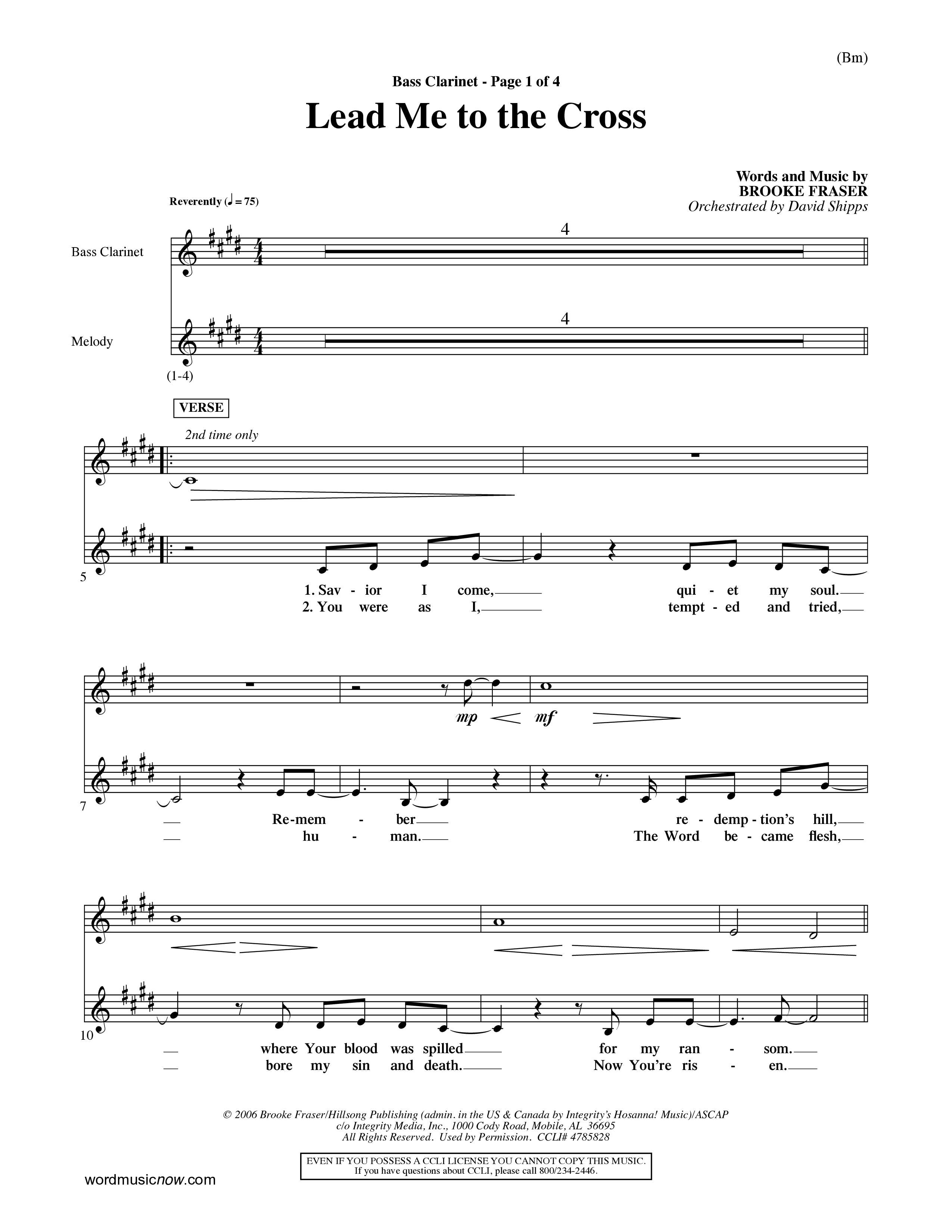 Lead Me To The Cross (Choral Anthem SATB) Bass Clarinet (Word Music Choral / Orch. David Shipps)