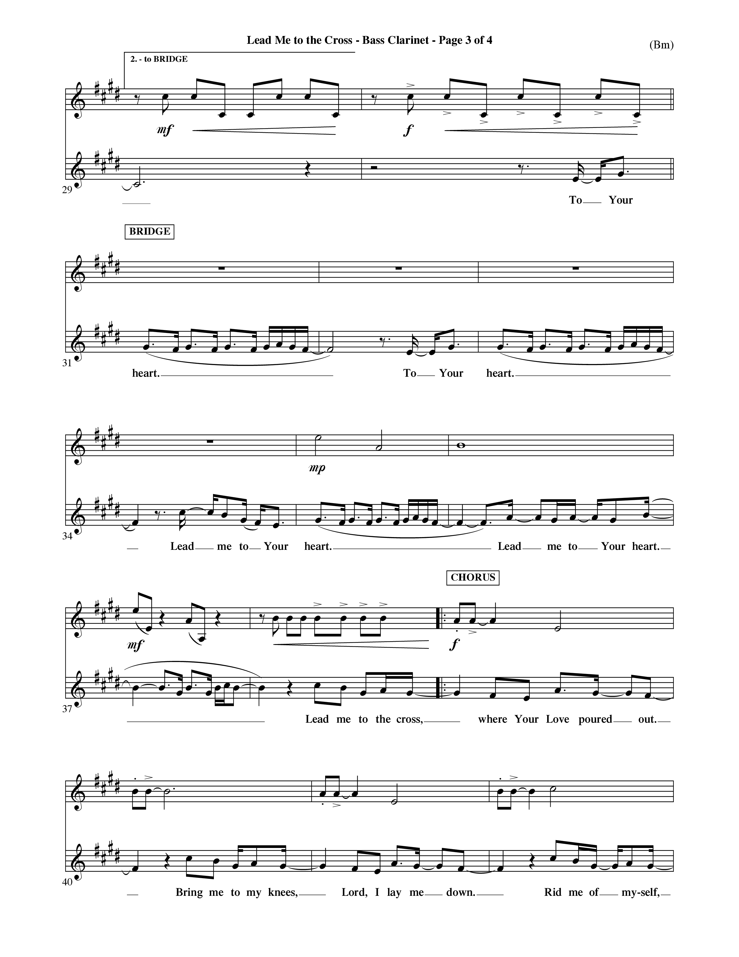 Lead Me To The Cross (Choral Anthem SATB) Bass Clarinet (Word Music Choral / Orch. David Shipps)