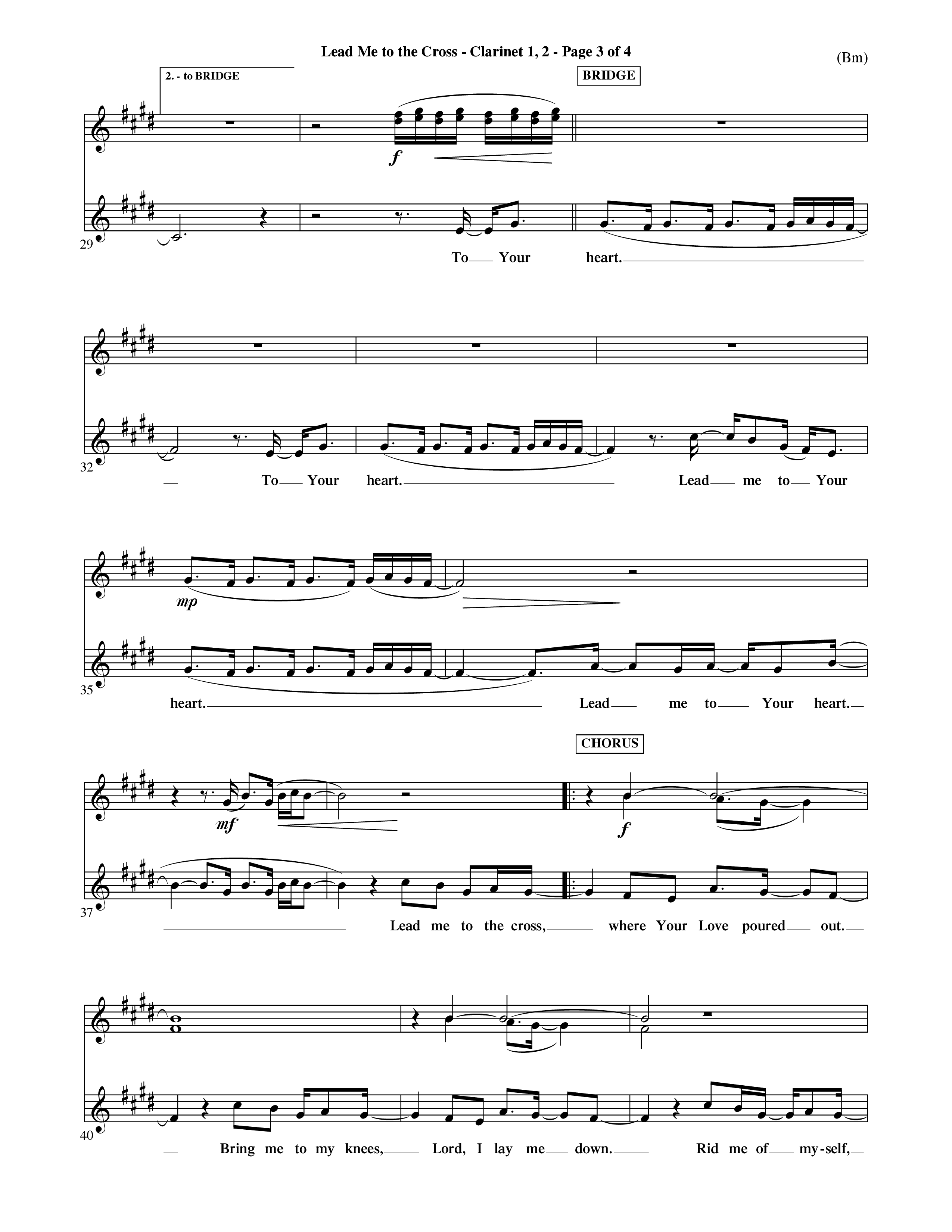 Lead Me To The Cross (Choral Anthem SATB) Clarinet 1/2 (Word Music Choral / Orch. David Shipps)