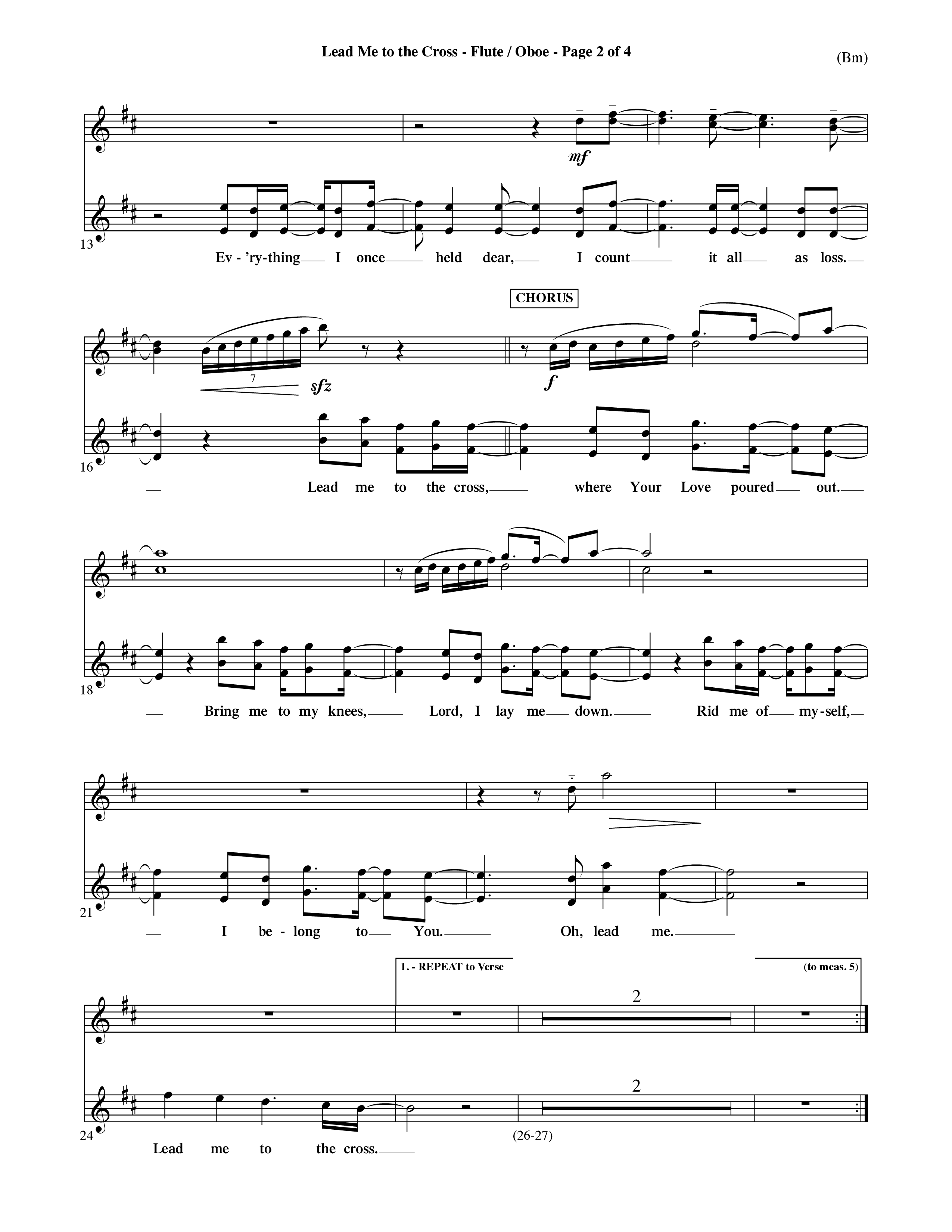 Lead Me To The Cross (Choral Anthem SATB) Flute/Oboe (Word Music Choral / Orch. David Shipps)