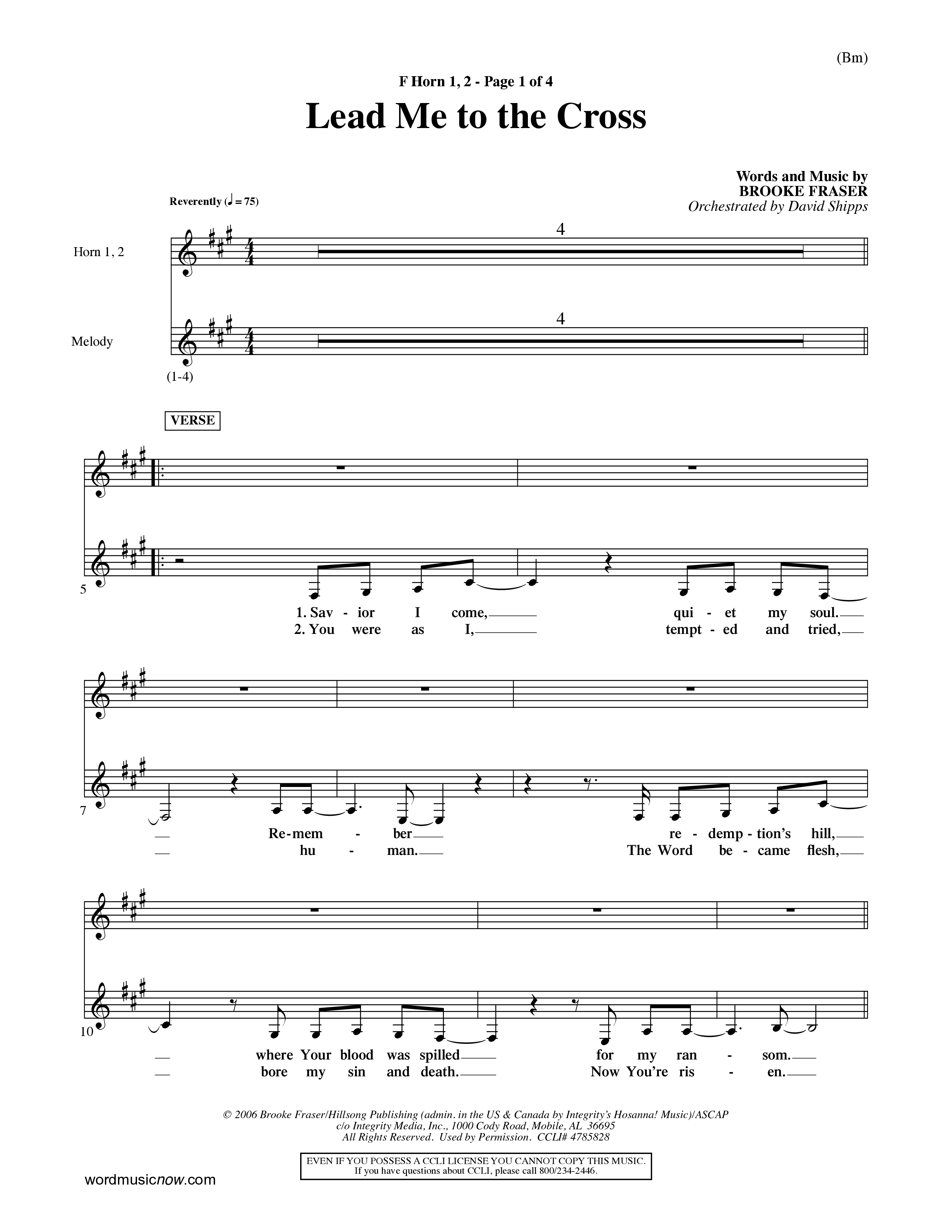 Lead Me To The Cross (Choral Anthem SATB) French Horn (Word Music Choral / Orch. David Shipps)