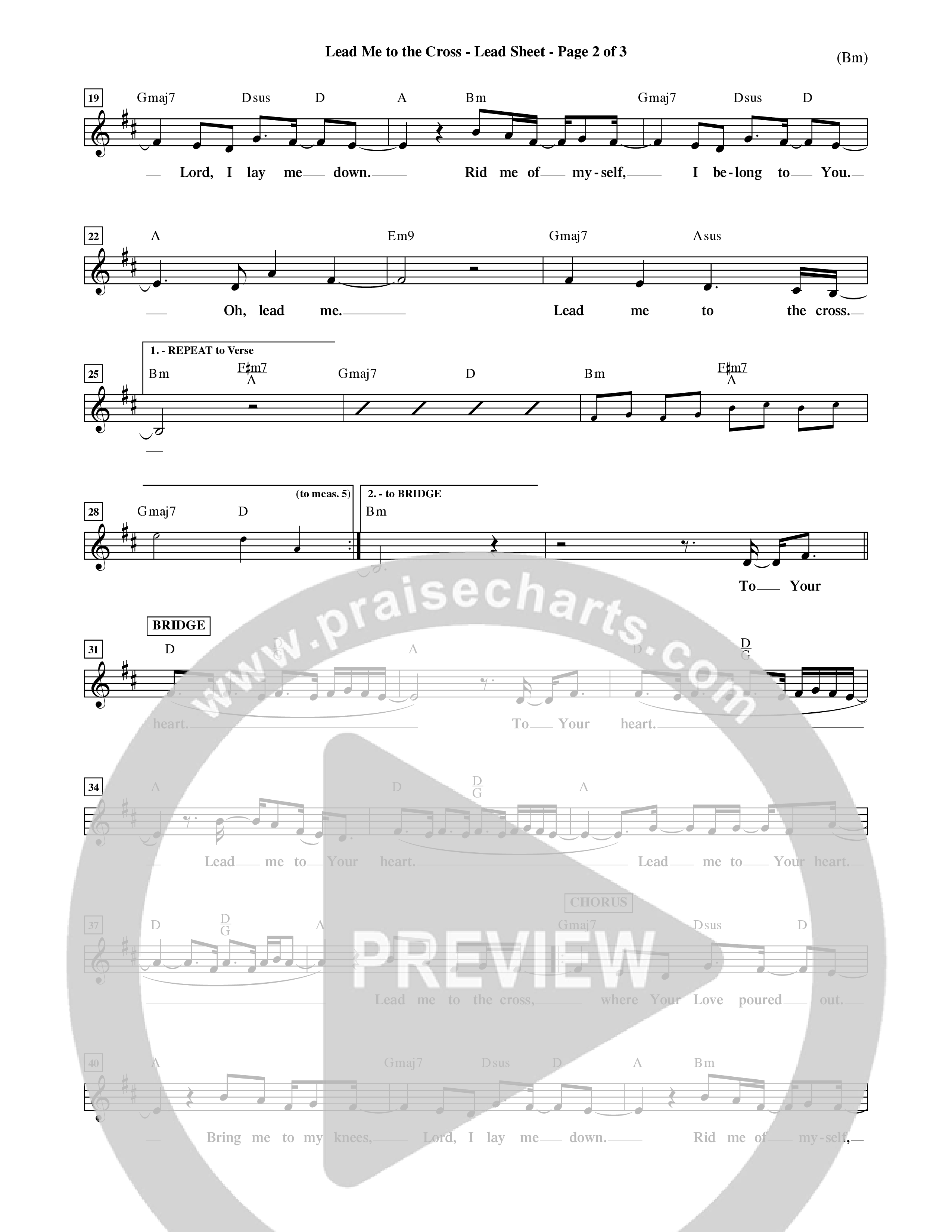 Lead Me To The Cross (Choral Anthem SATB) Lead Sheet (Mel) (Word Music Choral / Orch. David Shipps)