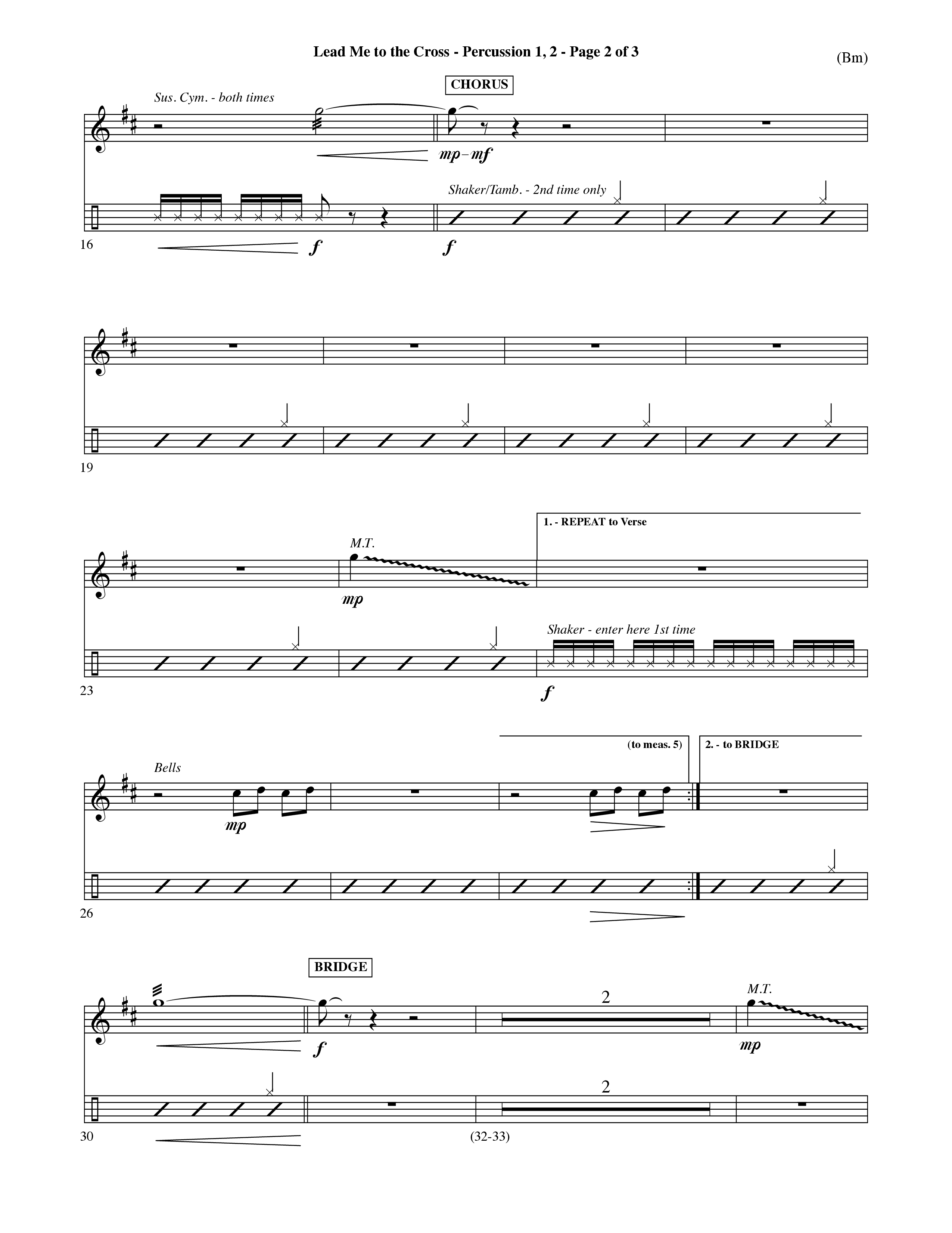 Lead Me To The Cross (Choral Anthem SATB) Percussion 1/2 (Word Music Choral / Orch. David Shipps)