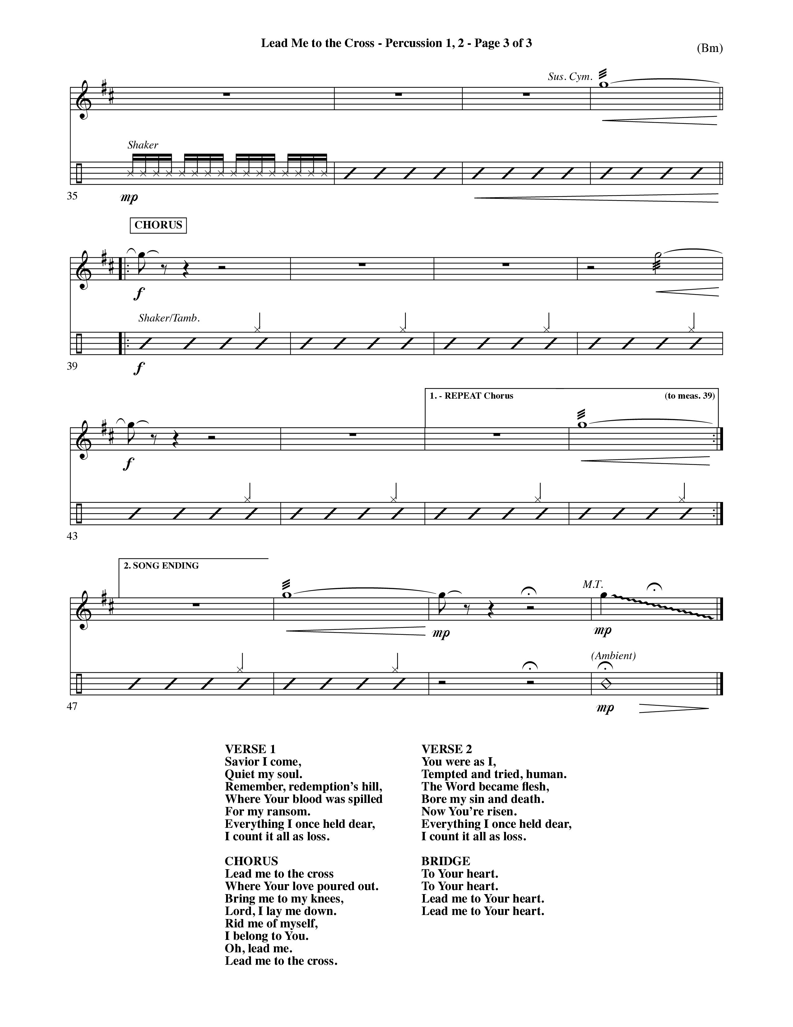 Lead Me To The Cross (Choral Anthem SATB) Percussion 1/2 (Word Music Choral / Orch. David Shipps)