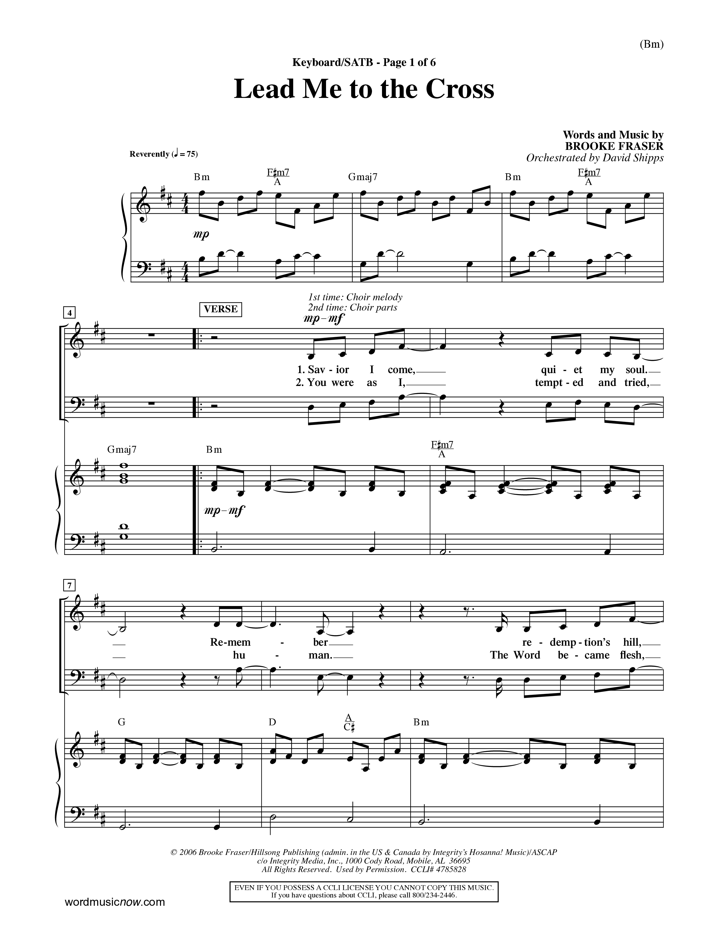 Lead Me To The Cross (Choral Anthem SATB) Keyboard/Vocal (SATB) (Word Music Choral / Orch. David Shipps)