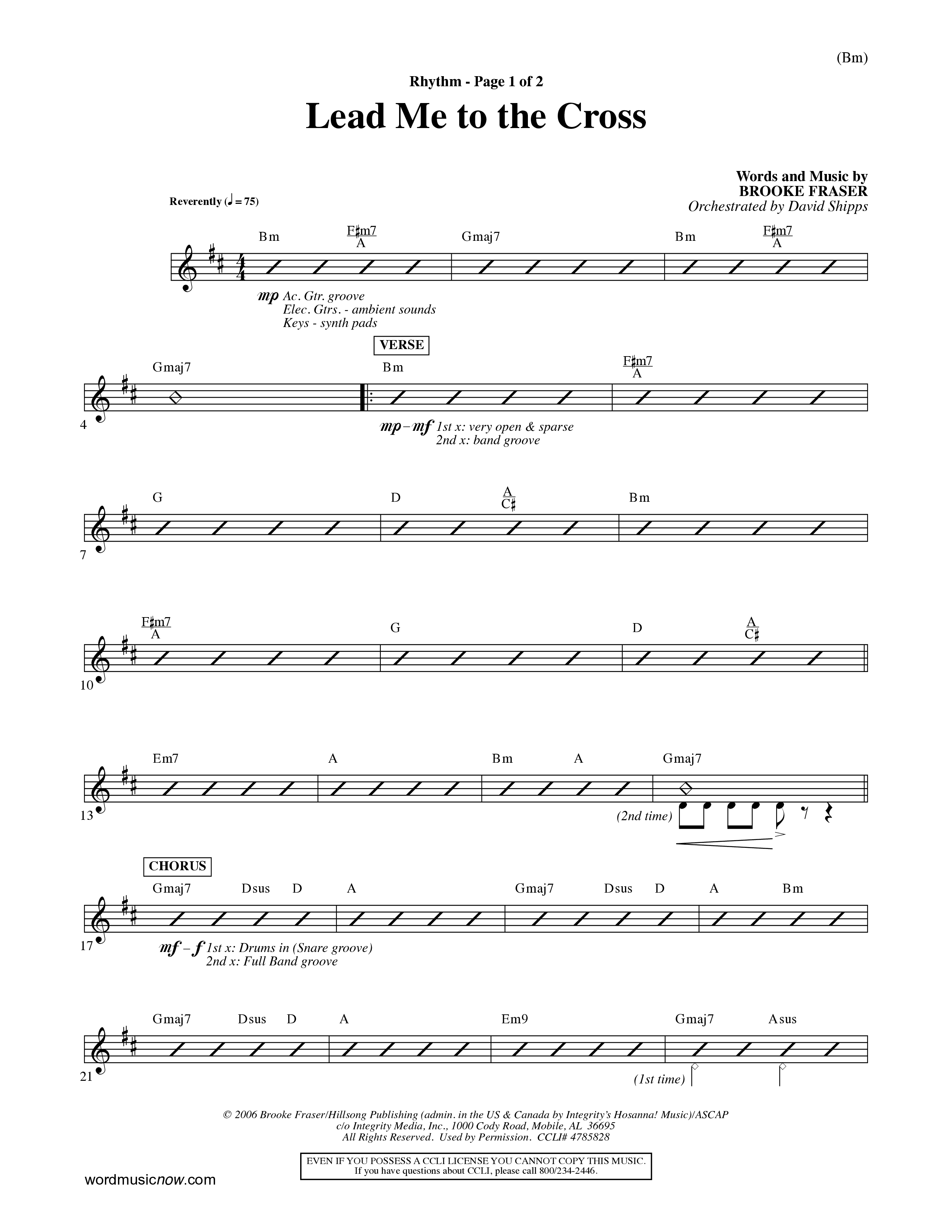 Lead Me To The Cross (Choral Anthem SATB) Rhythm Chart (Word Music Choral / Orch. David Shipps)